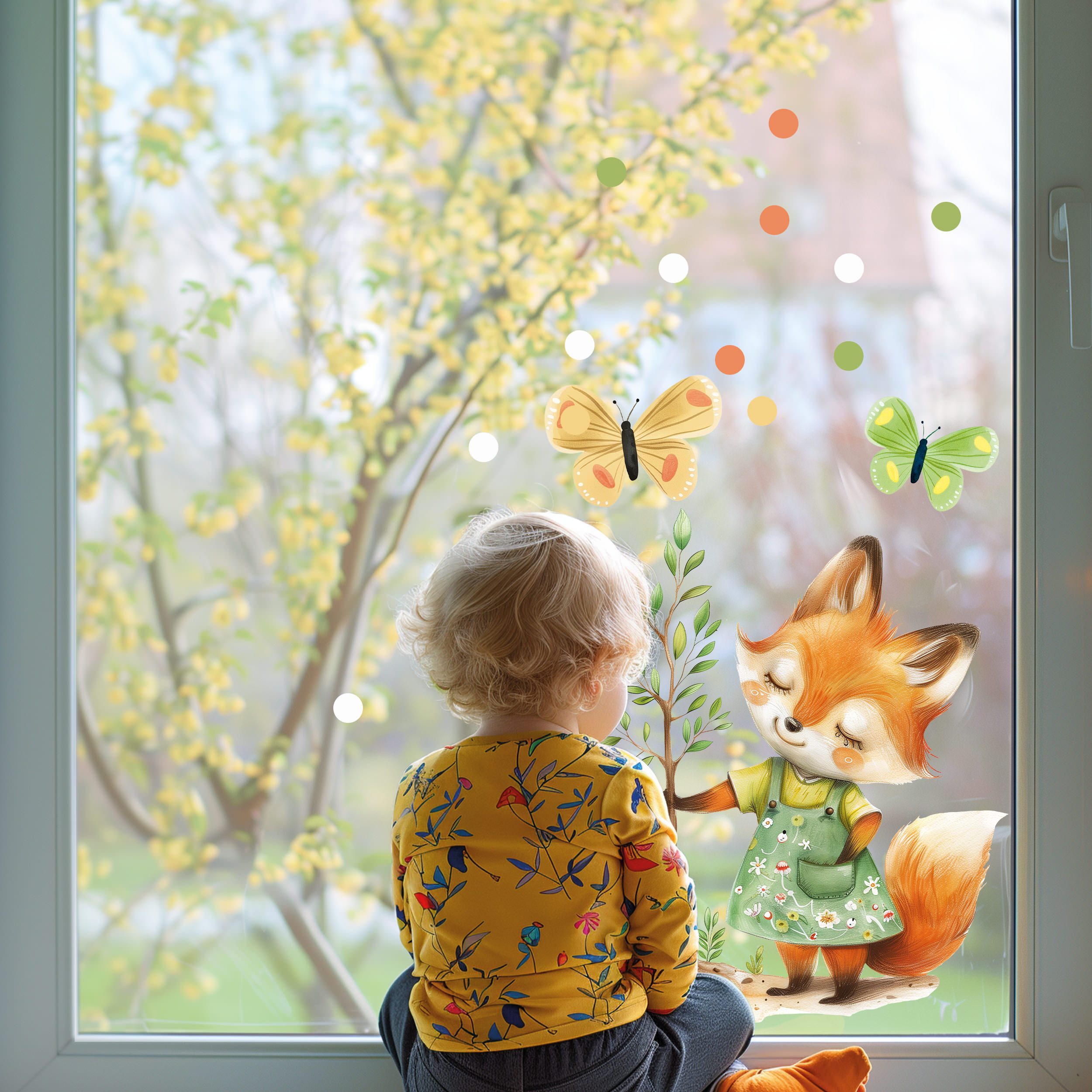 Sunnywall Fensterdekoration wiederverwendbares Fensterbild Fleißiger Fuchs günstig online kaufen