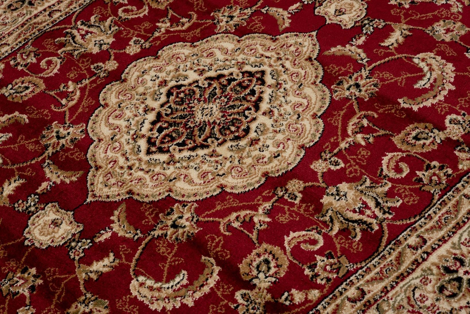 Mazovia Orientteppich Klassisch Bordüre Rot Flur, Diele, Küche, Büro, Fußbodenheizung – Bild 5 von 5