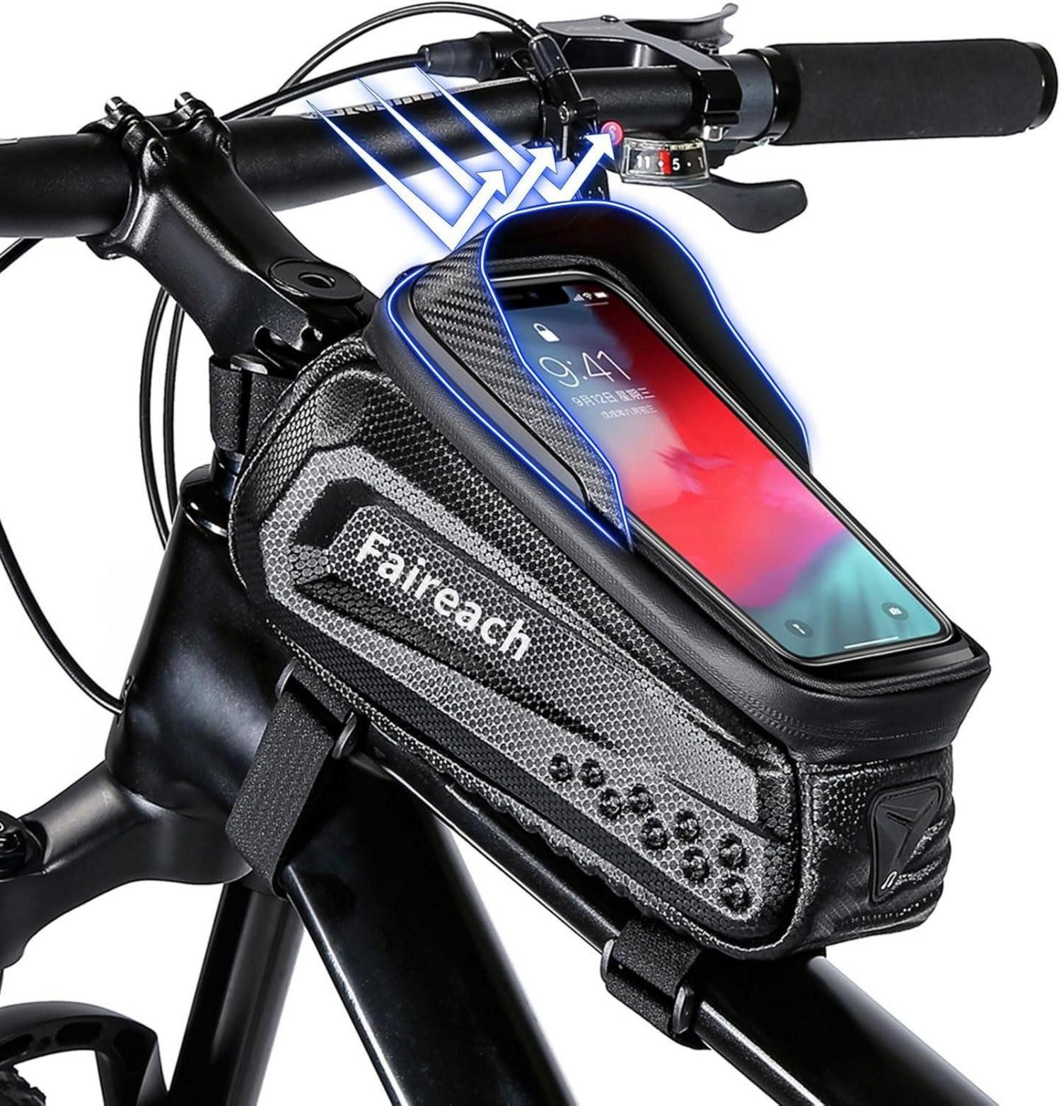 Fahrradständer Fahrradtasche Rahmen Wasserdicht, Handytasche Fahrrad 2,2L Kapazität