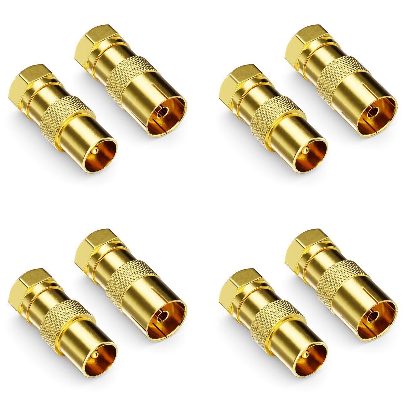 deleyCON 8x SAT Kabel Adapter F-Stecker auf 4x Antennenstecker & 4x SAT-Kabel