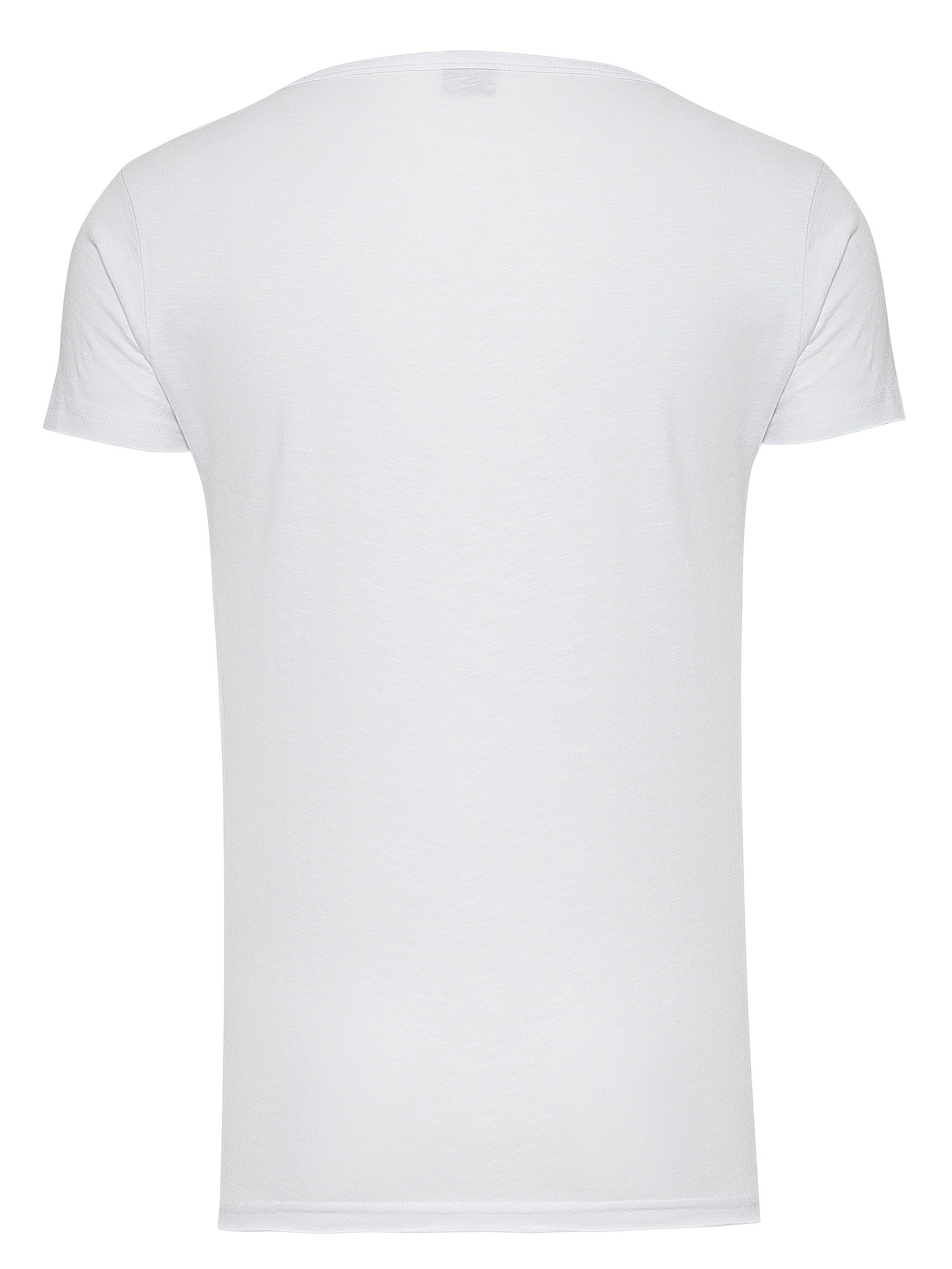 Double T-Shirt Pete (Packung) V-Neck WOTEGA V-Neck Layer Double dancer Pete (cloud T-Shirt 114201) Layer T-Shirt Weiß