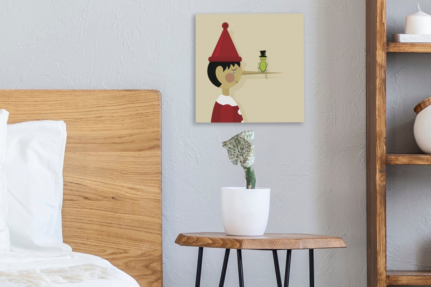 Illustration sprechenden Bilder OneMillionCanvasses® Eine und für Grille, Schlafzimmer (1 St), der Leinwandbild Leinwand Wohnzimmer von Pinocchio