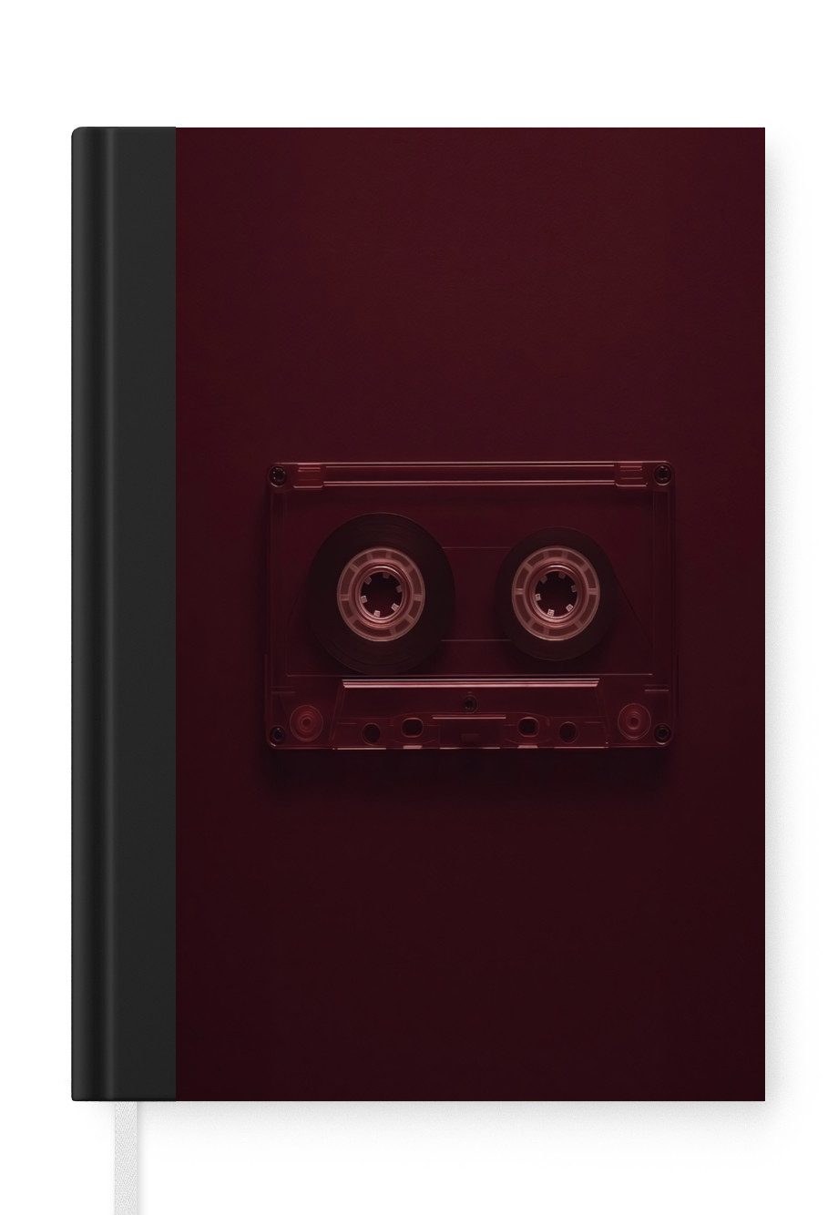 MuchoWow Notizbuch Kassettenband - Bordeaux - Vintage, Notebook, Notizblock a5, Tagebuch, Journal Liniert