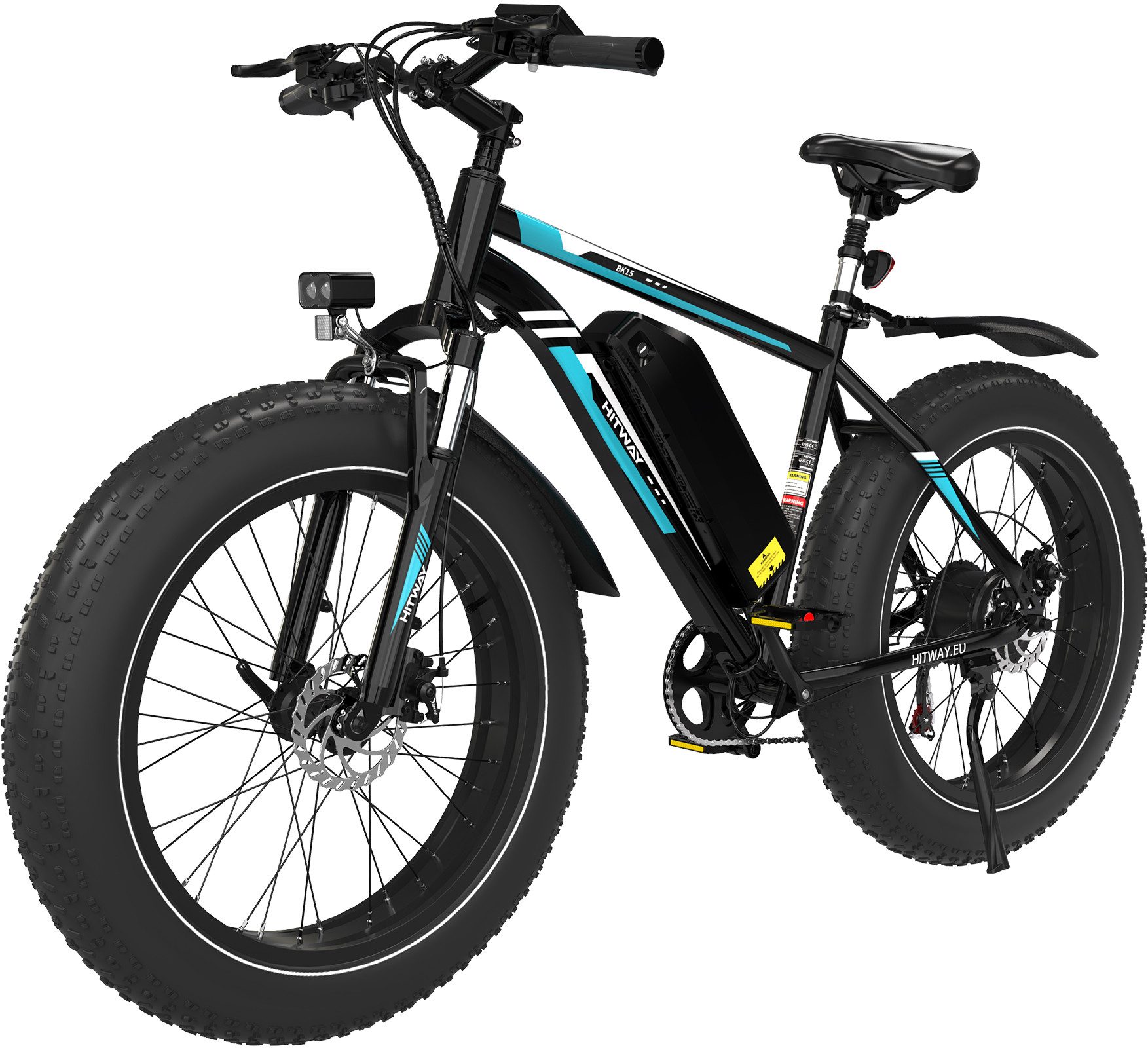 HITWAY E-Bike Mountainbike 26*4,0 Zoll Elektrofahrrad 48V15,6Ah Akku max. 60-120km, 7 Gang, Kettenschaltung, 250 W Heckmotor, 748.8 Wh, MTB E Mountainbike Pedelec Snowbike für Damen u. Herren mit APP NFC