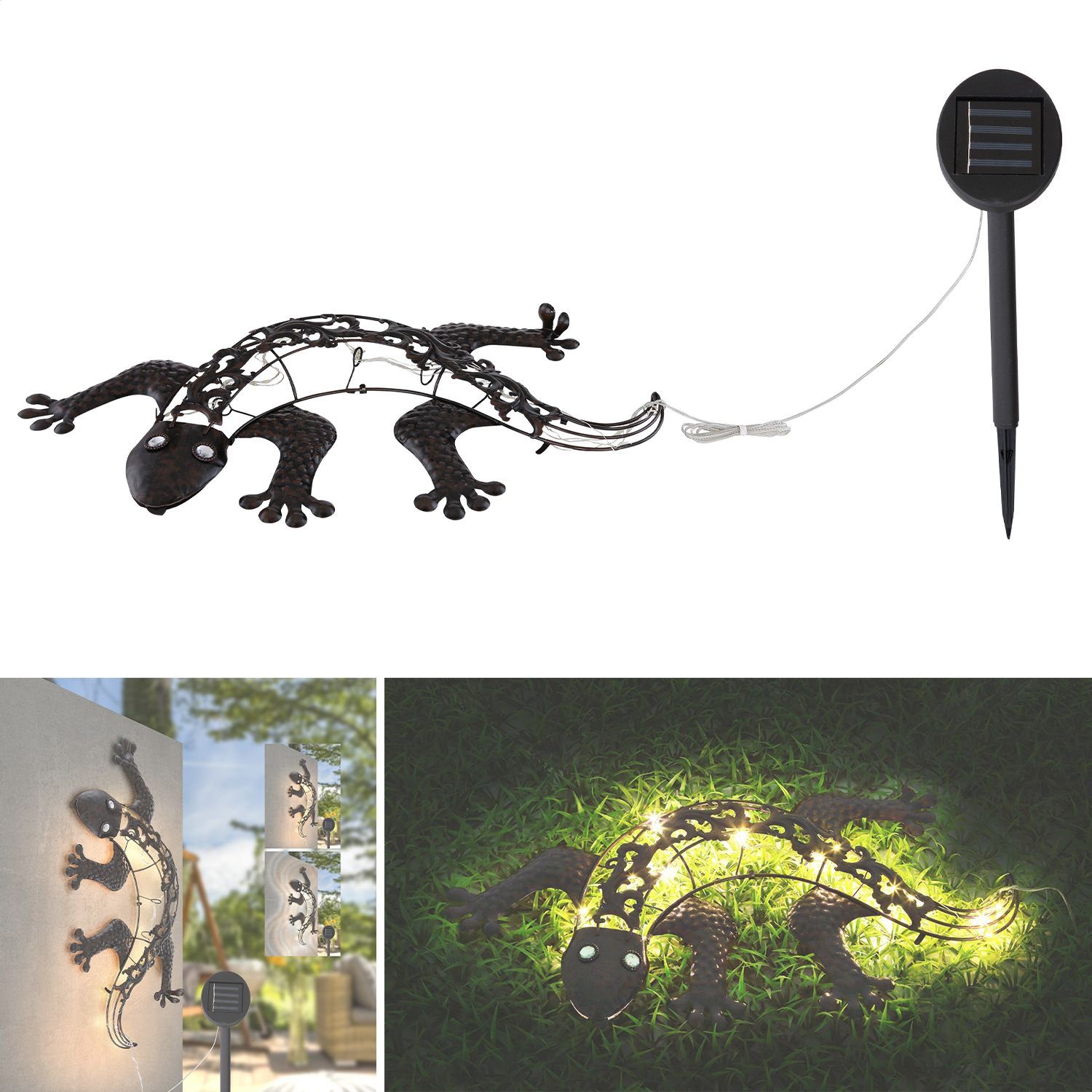 bmf-versand LED Solarleuchte Solarleuchte Garten Echse Gecko Solarlampe Außen Leuchte Solar mit