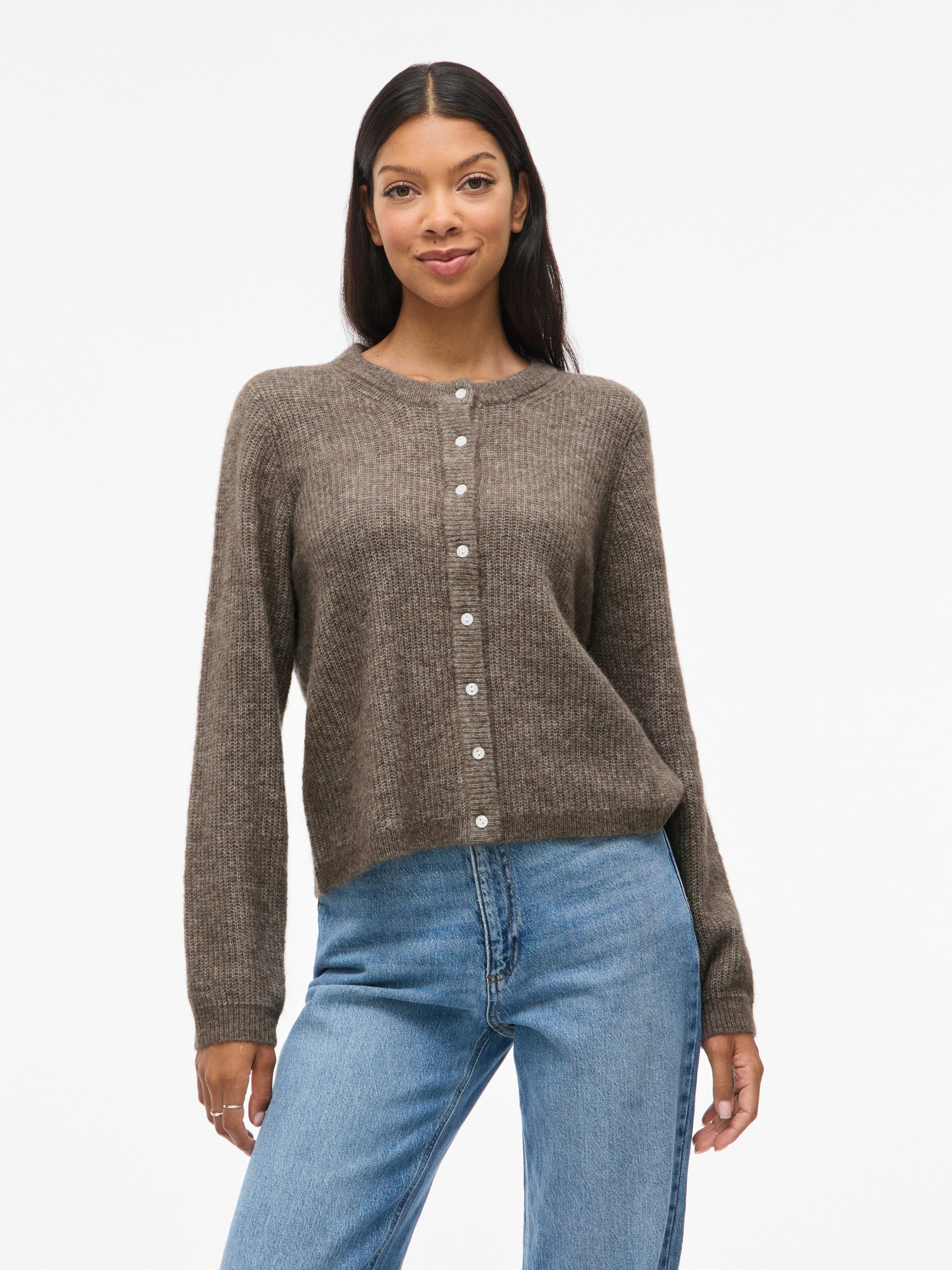 Vila Strickjacke VILORY O-NECK L/S KNIT CARDIGAN-NOOS Materialmix, regular fit