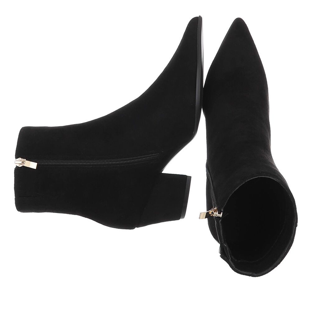 Ital-Design Damen Stiefelette mit Blockabsatz, spitz zulaufend Westernstiefelette (91742482) Blockabsatz Stiefeletten in Schwarz