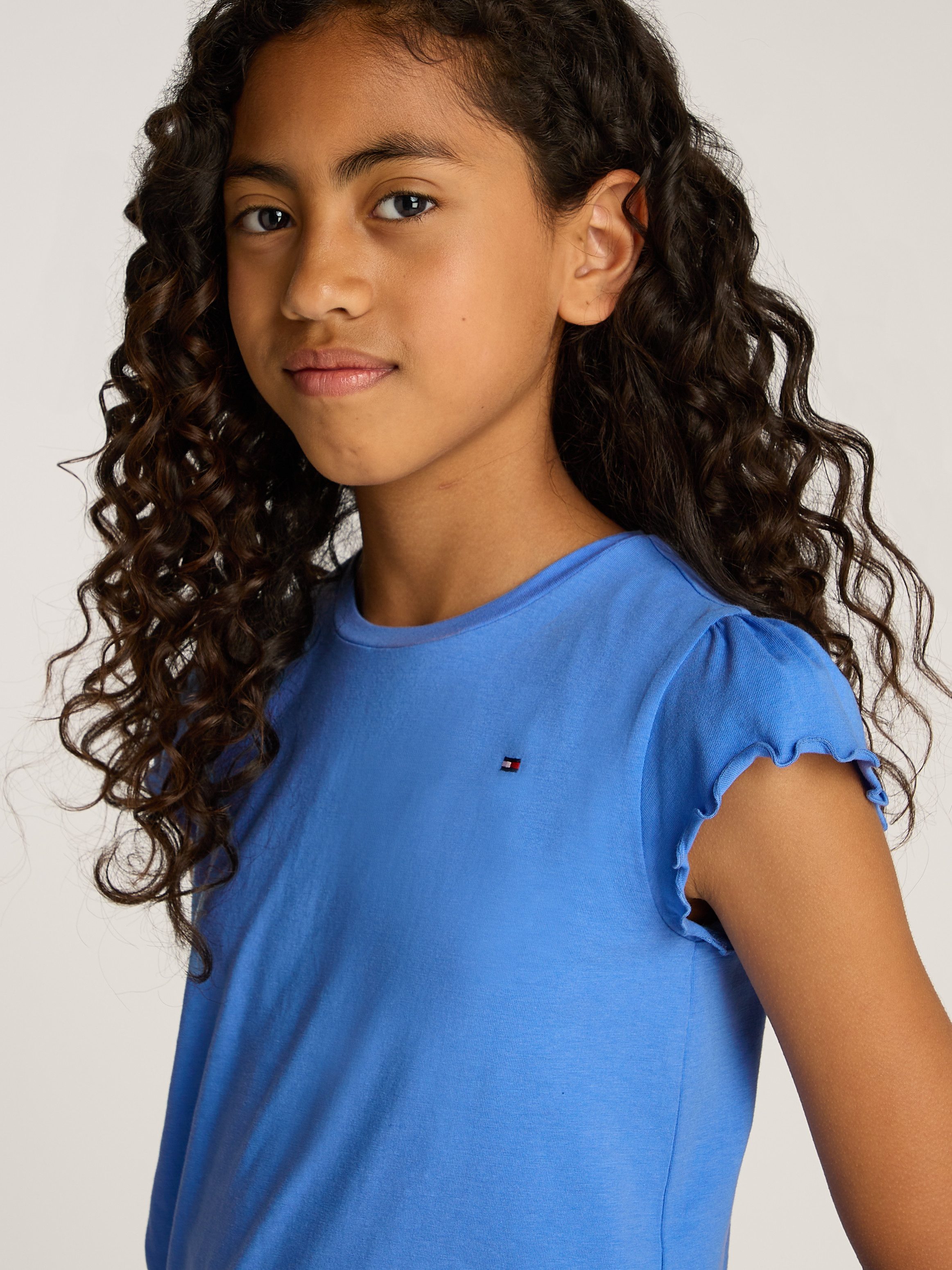 Tommy Hilfiger T-Shirt ESSENTIAL RUFFLE SLEEVE TOP mit gewelltem Ärmelabschluss