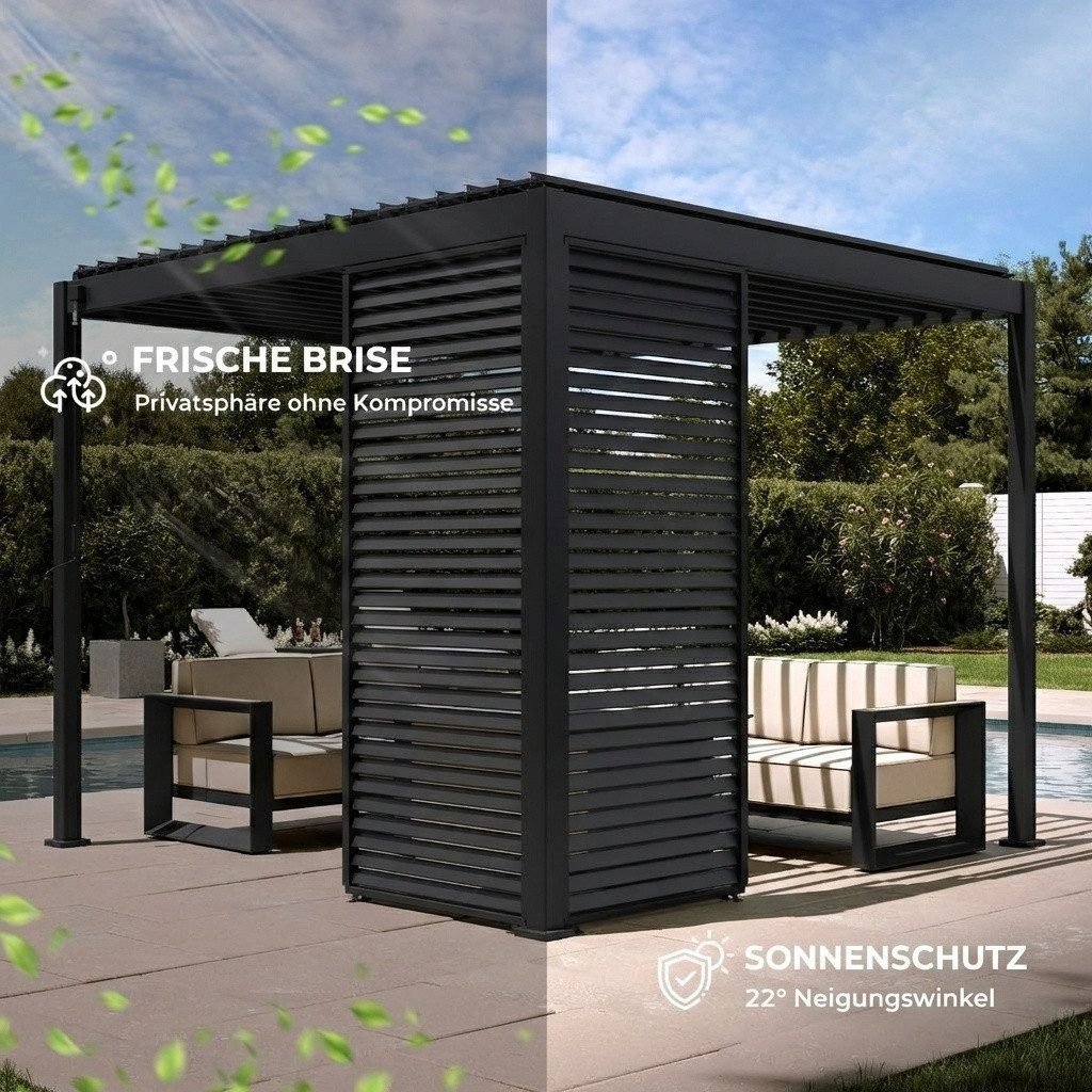 Mirador Pergola 1/3 Feste Lamellenwand 0.93m, (Packung, 1-tlg), Lamellenwand für Mirador 80/88S Pergola Anthrazit