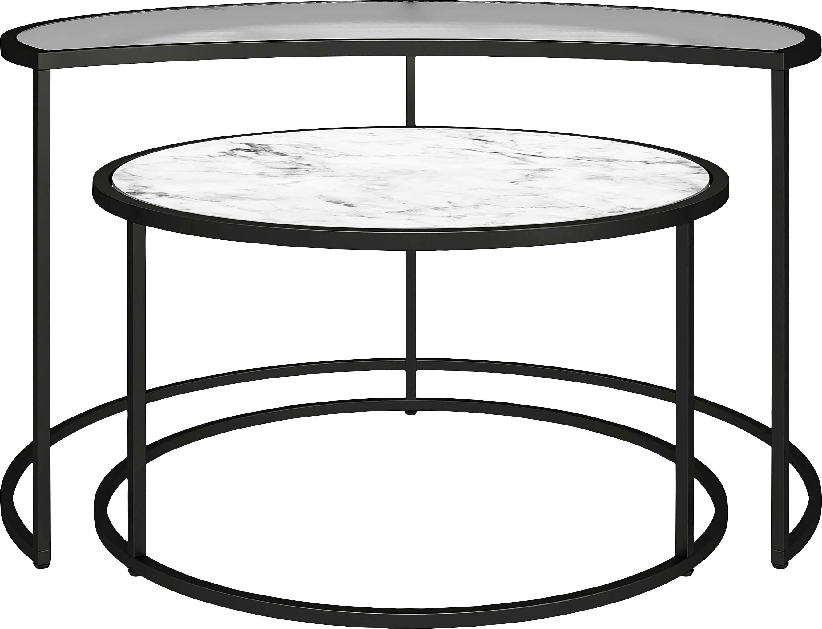 Dorel Home Couchtisch Moon obere (2-St), cm Tischplatte aus Glas, Höhe 45 mit geriffeltem