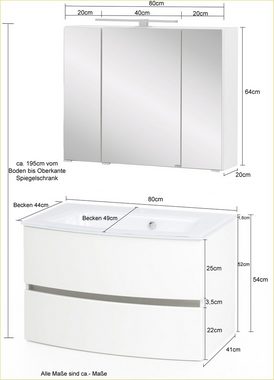 HELD MÖBEL Waschtisch-Set Kaunas, (Set, 2-St), Breite 80 cm, Soft-Close-Funktion