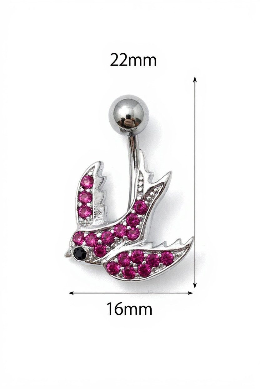 Karisma Schmuck Bauchnabelpiercing Bauchnabelpiercing Schwalbe aus 925 Silber mit Edelstahlsteg, 316L SBB41