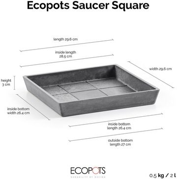 ECOPOTS Topfuntersetzer Quadratisch 35 Grau, Zubehör für Ecopots Pflanzgefäße, für innen und außen: frostsicher, bruchsicher und lichtbeständig