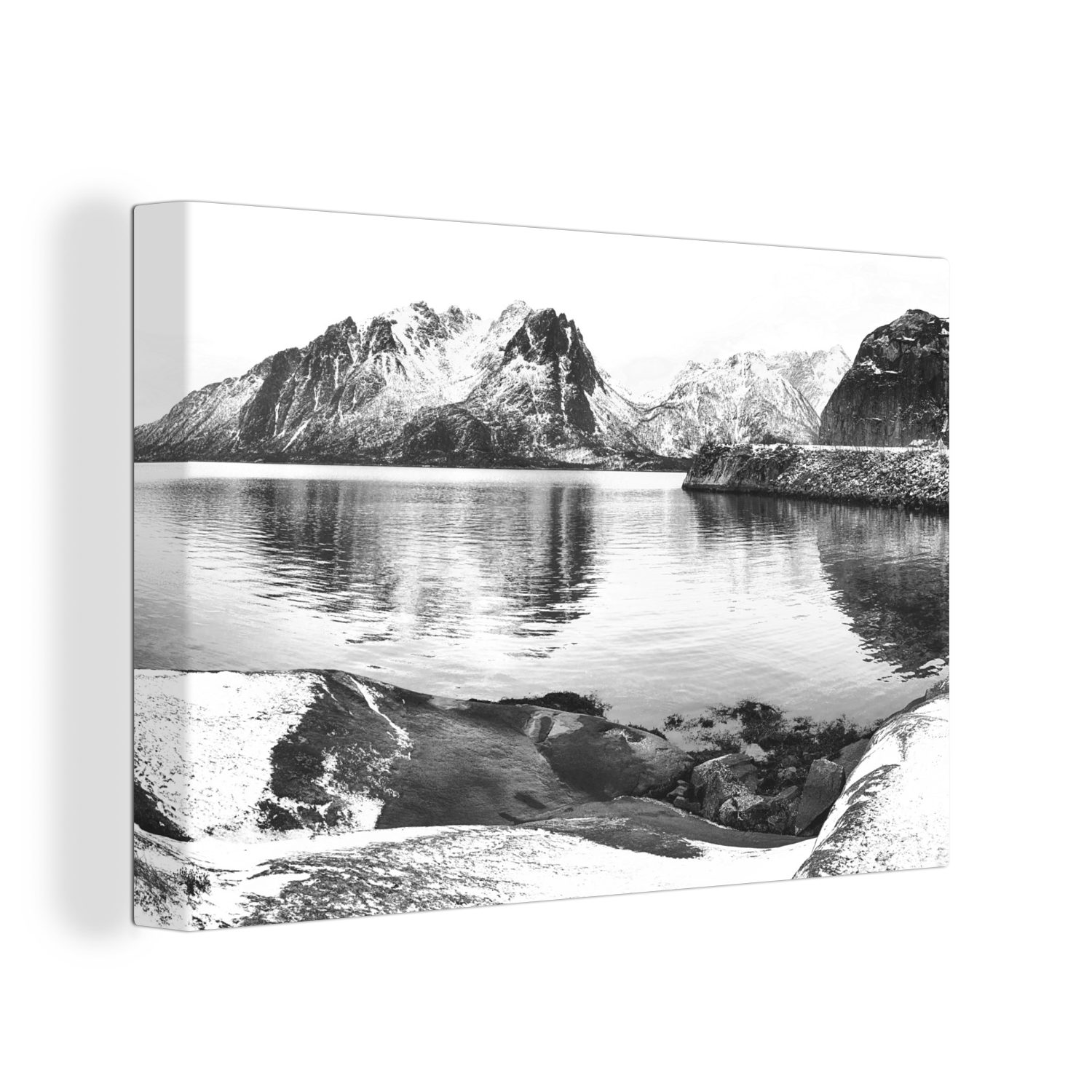 OneMillionCanvasses® Leinwandbild Winter Wandbild - Wanddeko, St), Leinwandbilder, 30x20 Schwarz cm Weiß Aufhängefertig, Mehr, - (1 