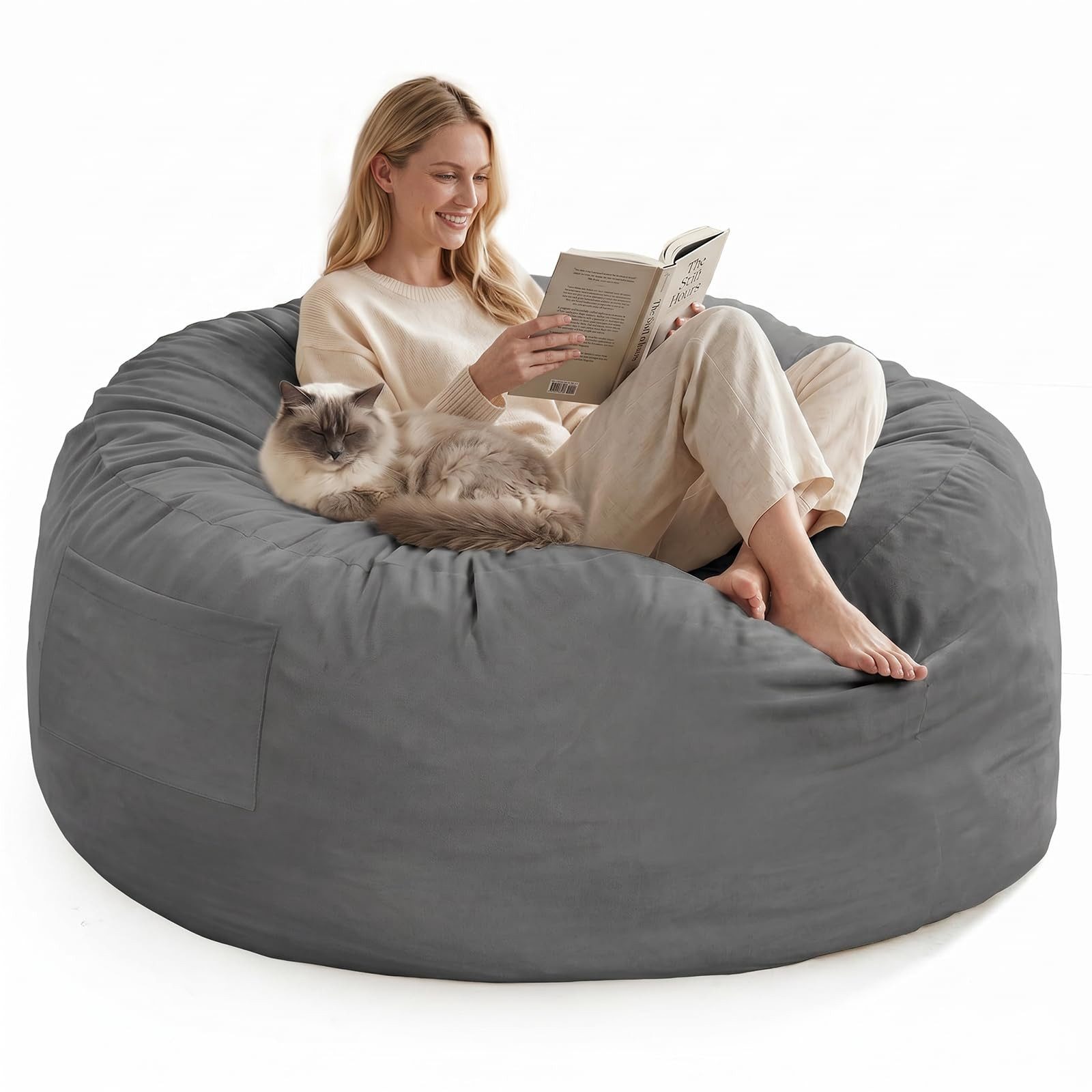 GarveeMore Sitzsack Riesiger 3-in-1 Sitzsack umwandelbar in Sessel und Bett – Bild 2 von 5