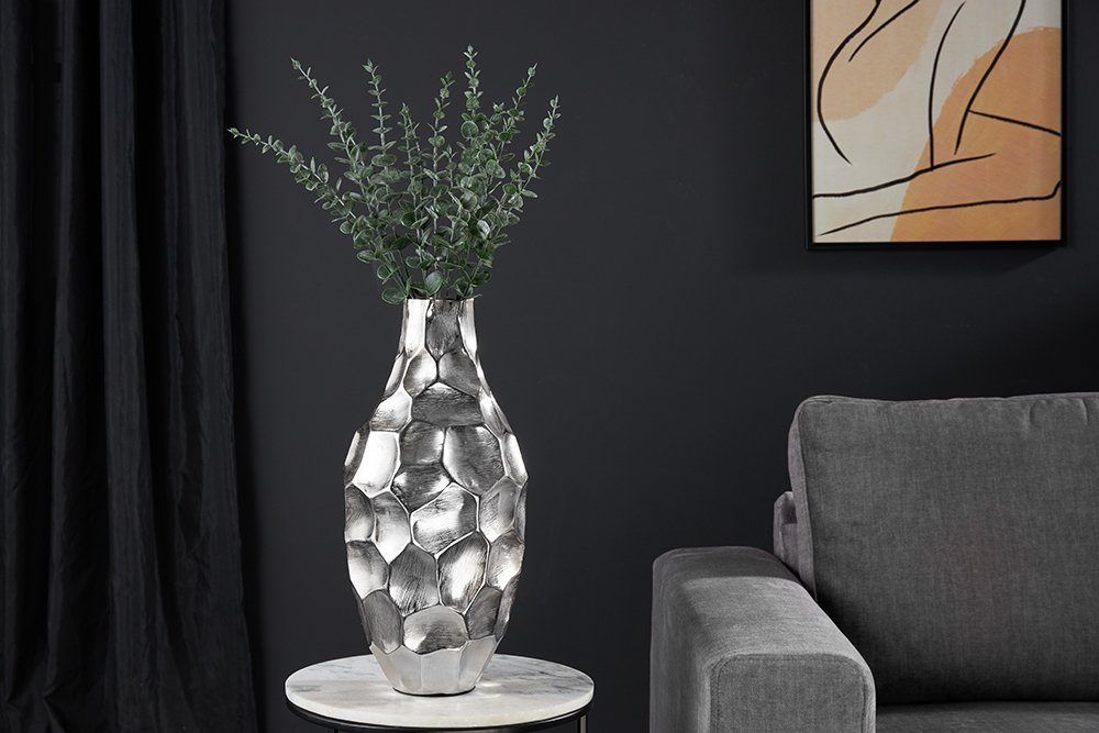 Dekoration Tischvase Wohnzimmer riess-ambiente silber Blumen · · St), ORGANIC (1 · Metall 44cm ORIENT