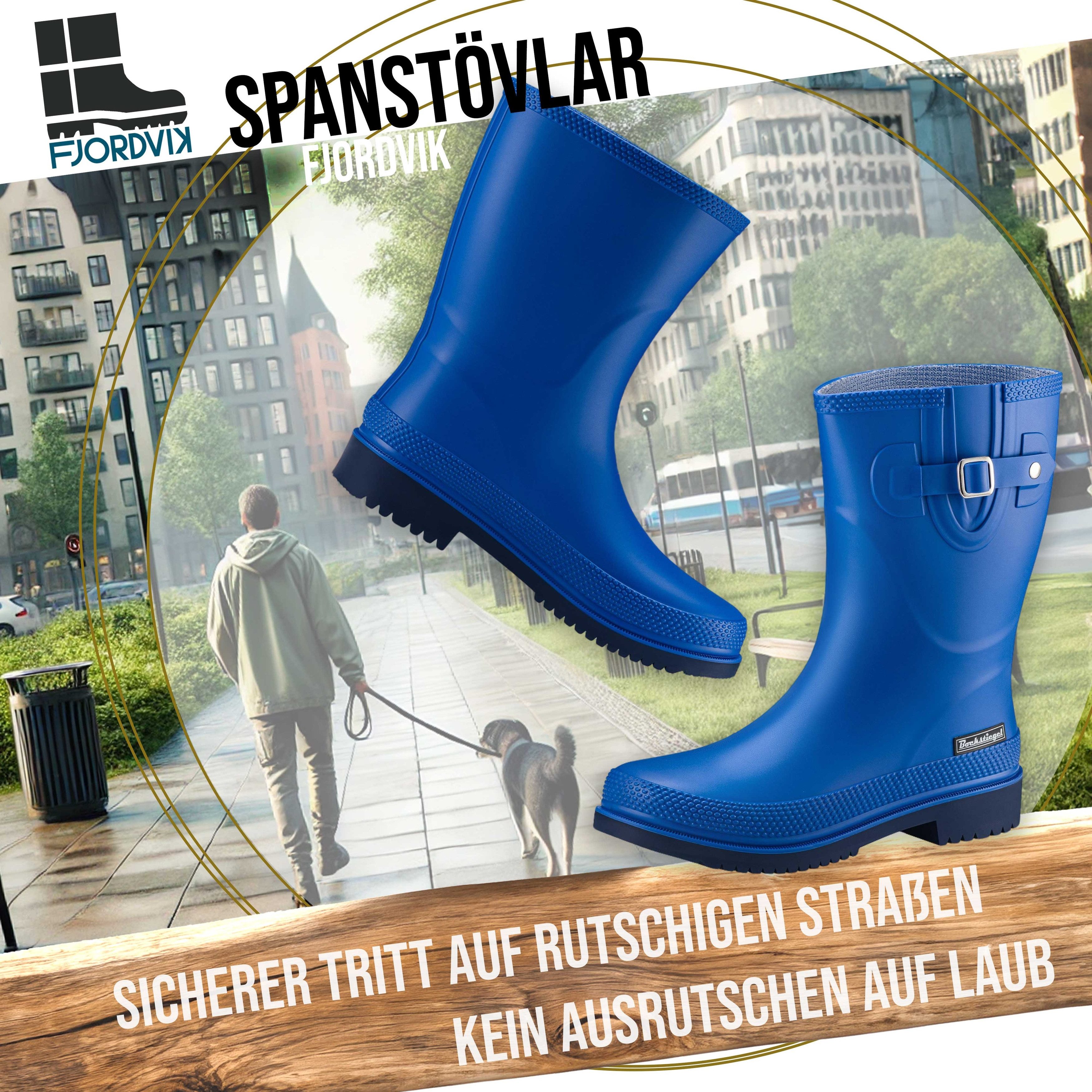 Fjordvik Spanstövlar Regenstiefel Edle Mattoptik 39 Blau-Schwarz Gummistiefel Perfekt für die Stadt Spaziergänge Gassigehen – Bild 4 von 5