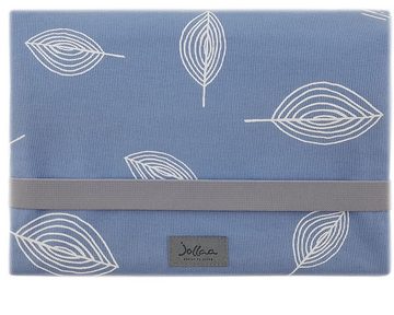 JOLLAA Windeltasche Canvas Blätter Blau, kleine Wickeltasche für Windeln & Feuchttücher, Wickelmäppchen