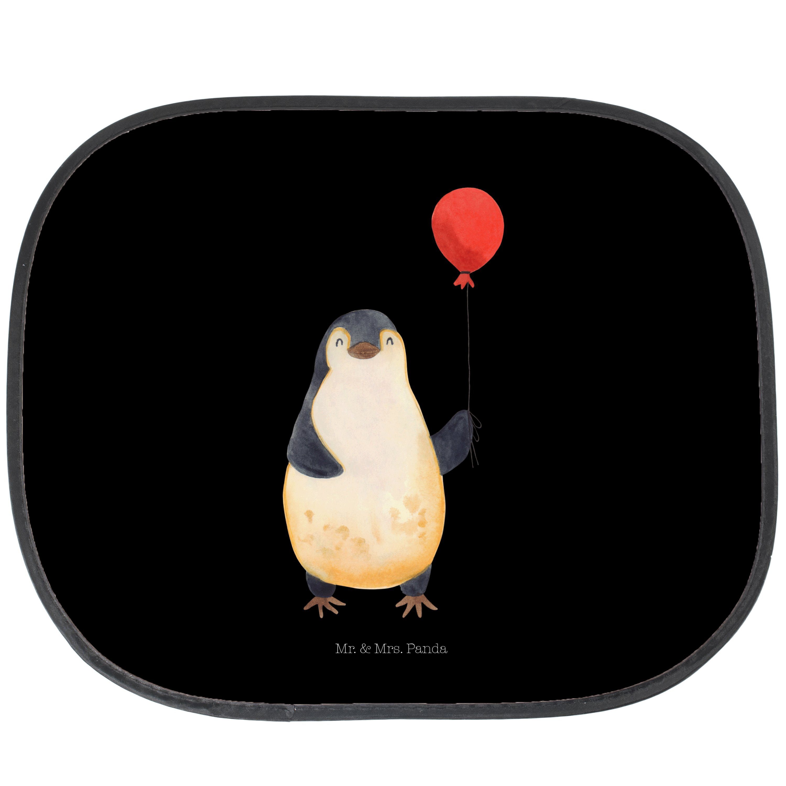 Sonnenschutz Pinguin Luftballon - Schwarz - Geschenk, Jahrmarkt, Sonne Auto, Glück, Mr. & Mrs. Panda, Seidenmatt | Fensterfolien