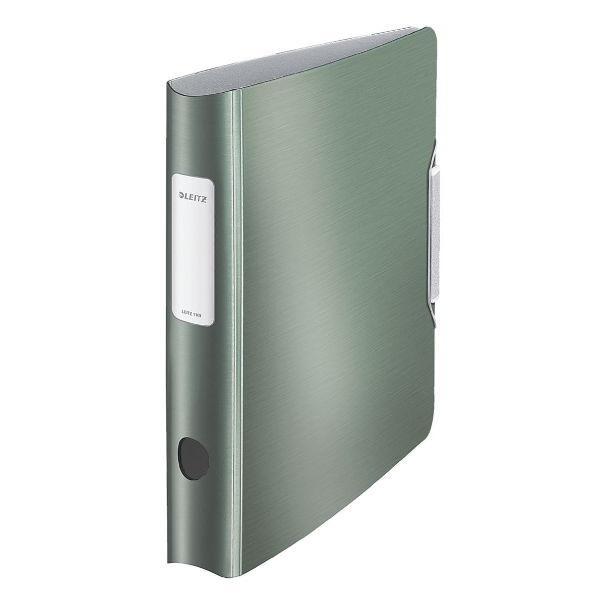 LEITZ Aktenordner 180° Active Style 1109, Ordner schmal, Alu-Optik, aufgeklebtes Rückenschild