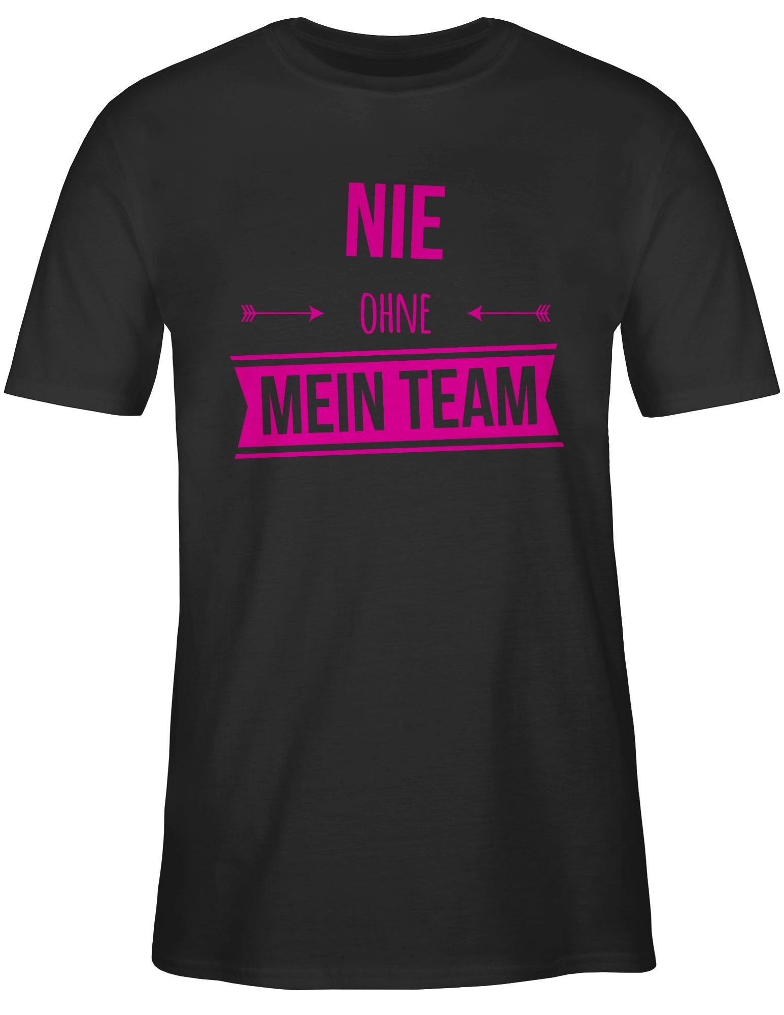 Shirtracer T-Shirt Nie ohne mein Team Pink Sprüche Statement 1 Schwarz