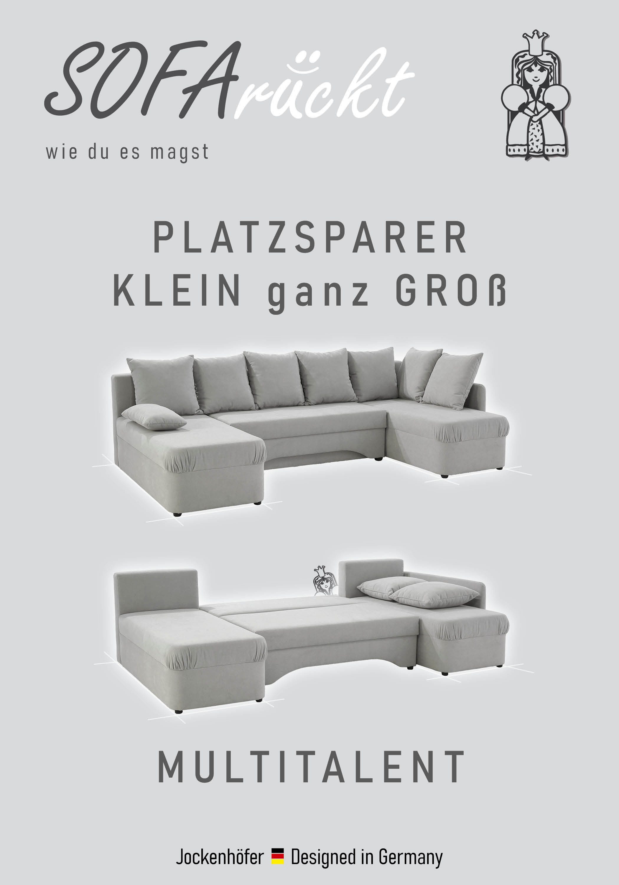 Jockenhöfer Gruppe Wohnlandschaft U-Form, B: 260 cm, mit Bettfunktion & Bettkasten