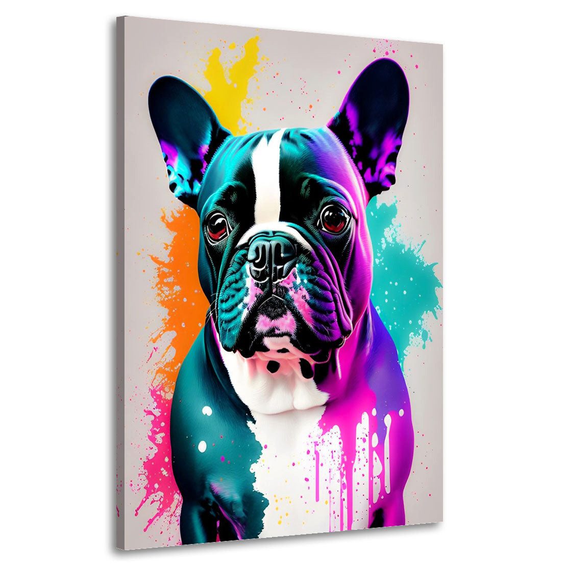 Artedinoi Leinwandbild Pop Art Französische Bulldogge Leinwandbild Wandbild Kunstdruck XL Wan, Französische Bulldogge