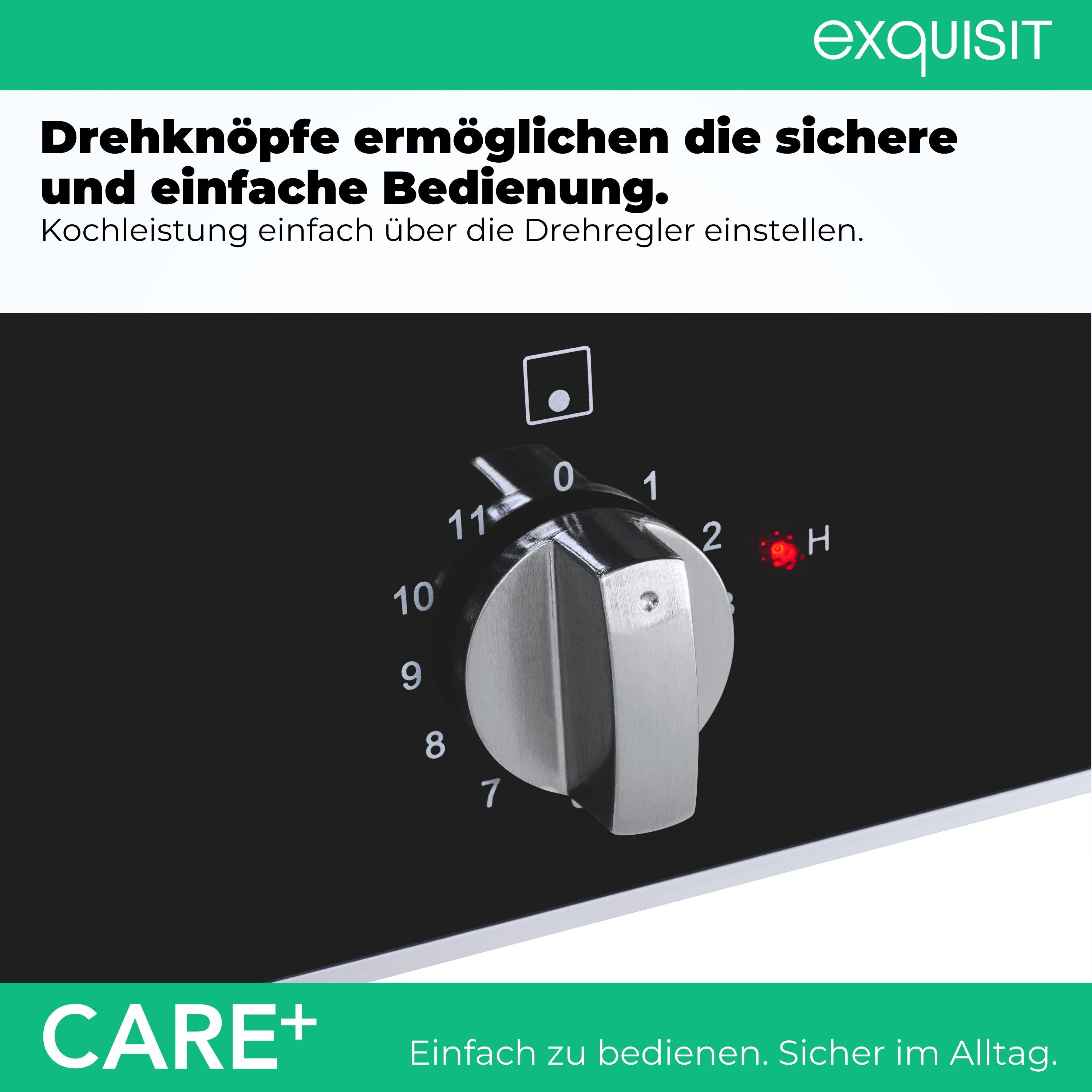 exquisit Elektro-Kochfeld EKC300-RK-420Care, 2 Kochstellen, Strahlungskochzonen, Drehknopf Bedienung, 11 Stufen