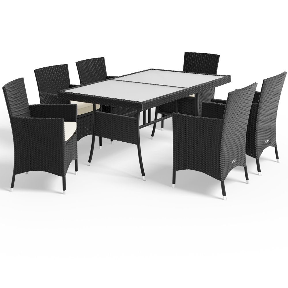 Casaria GartenEssgruppe »Nizza«, Poly Rattan Sitzgarnitur 6 Stühle 5cm