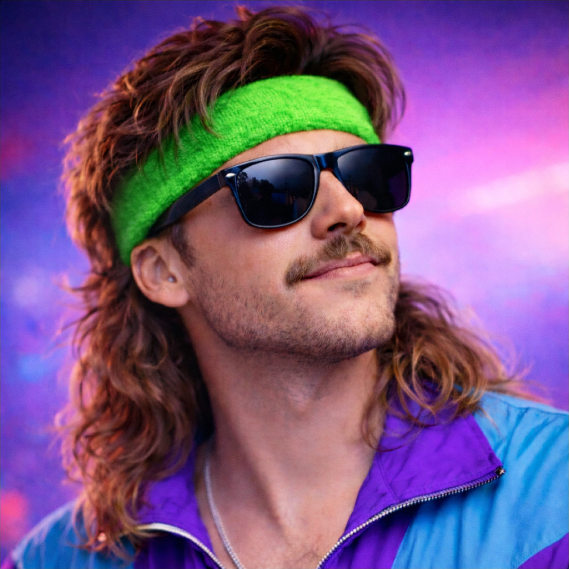 Kostümheld® Schweißband 3 in 1 Schweißband Set - mit Stirnband - Retro 90 K günstig online kaufen