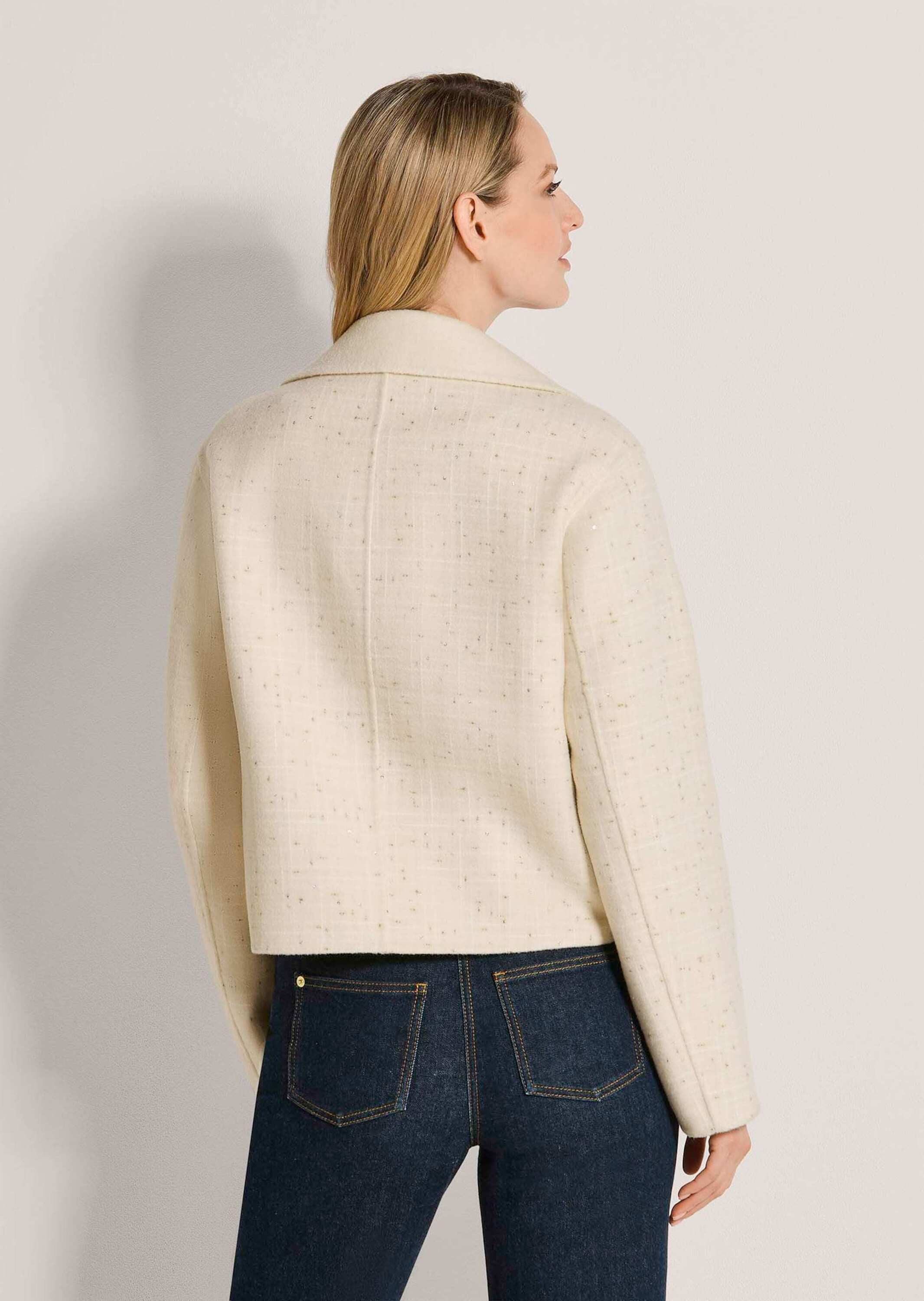 MADELEINE Outdoorjacke Doubleface-Jacke mit Pailletten Zweireihiges Reversmodell mit Druckknöpfen & Glanzeffekten