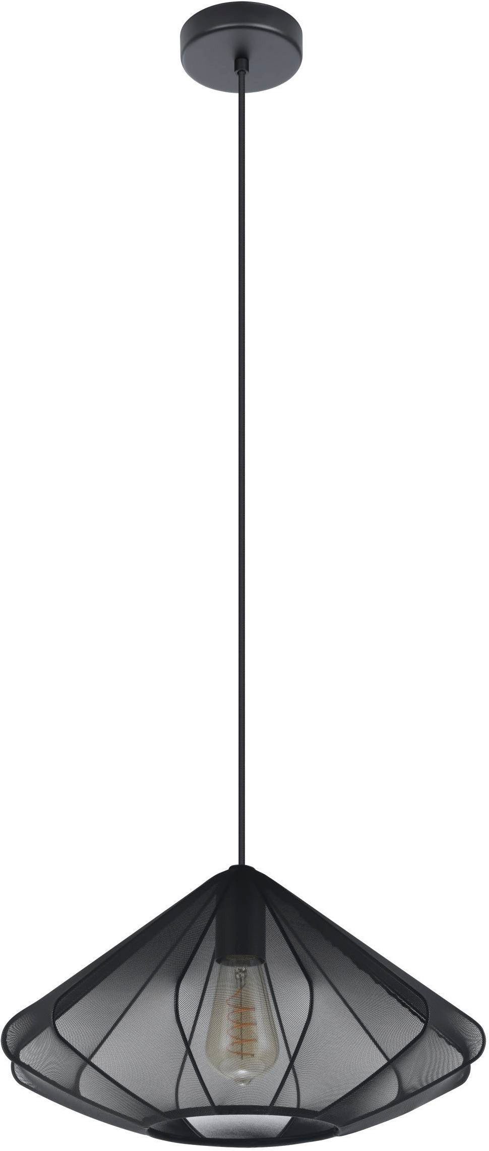 EGLO Hängeleuchte Dolwen Hängelampe, Pendelleuchte, Esszimmerlampe Japanisch, E27, Lampe, ohne Leuchtmittel, Hängeleuchte - H110 x Ø42,5 cm - schwarz - 1X40W exkl.