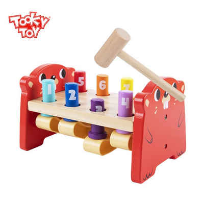Tooky Toy Klopfbank Maulwurf Hammerspiel, (Set, 3-tlg), Montessori Lernspielzeug Holzspielzeug für Kinder ab 2 Jahren