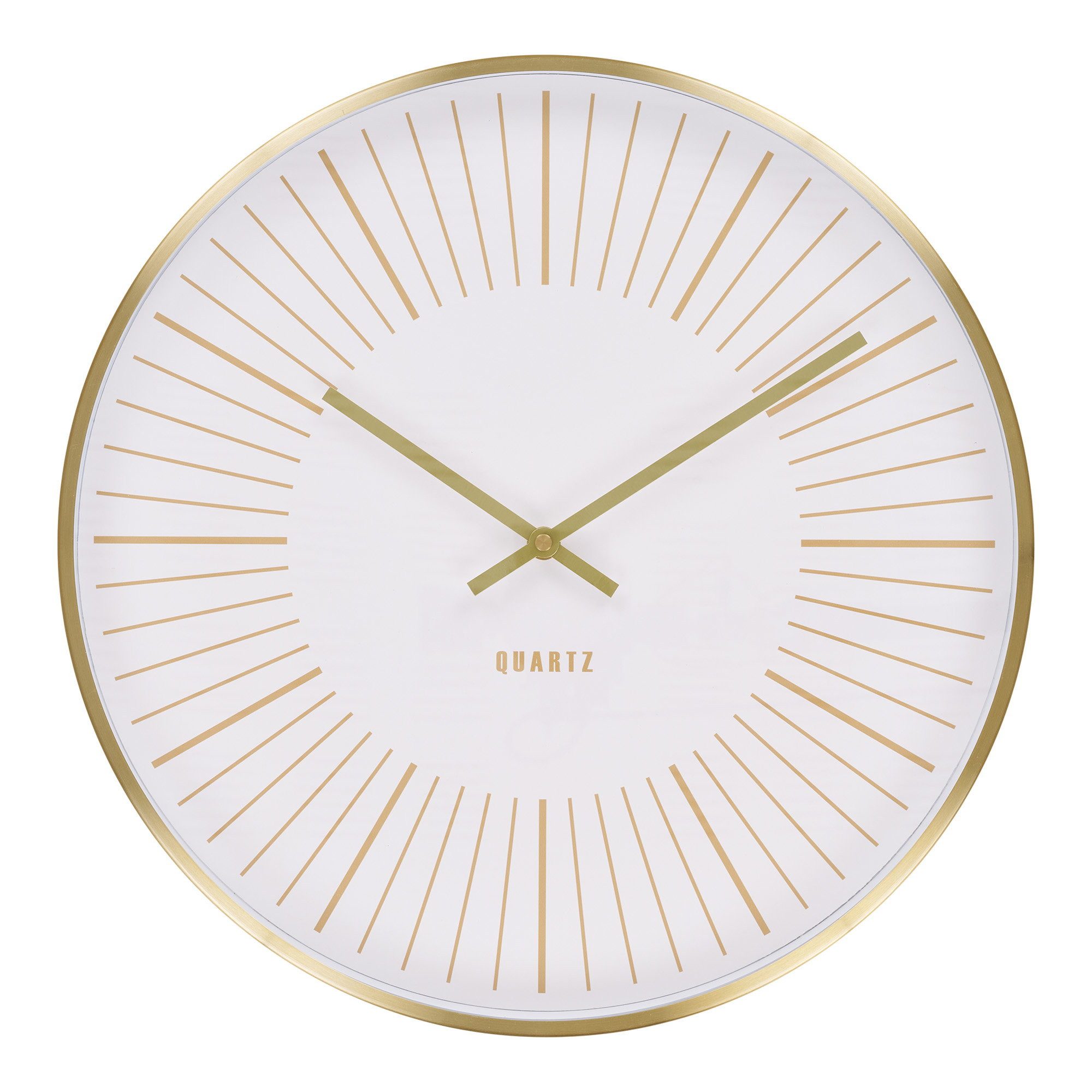 tinkaro Uhr Takamaka Wanduhr lautlos ø40 cm Gold (Aluminium-Uhr mit Glasabdeckung und lautlosem Werk für Wohnräume)