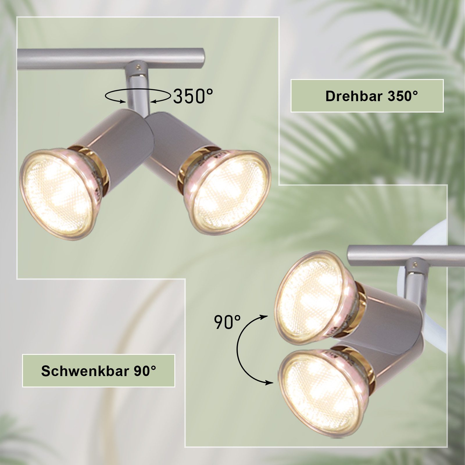 ZMH Deckenstrahler GU10 1/2/3/4 Flammig Modern Deckenleuchte Flur Leuchtmittel Enthalten, Augenschutz, Einfache Installtion, LED wechselbar, Schwenbar 350° Industrial Schlafzimmerlampe