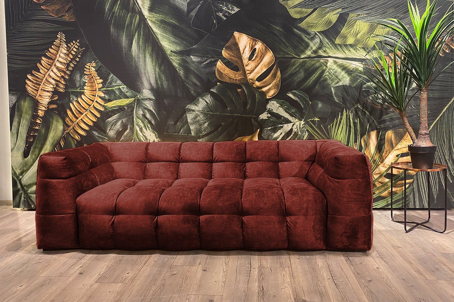 KAWOLA Sofa ROSARIO, Velvet versch. Größen und versch. Farben bordeaux