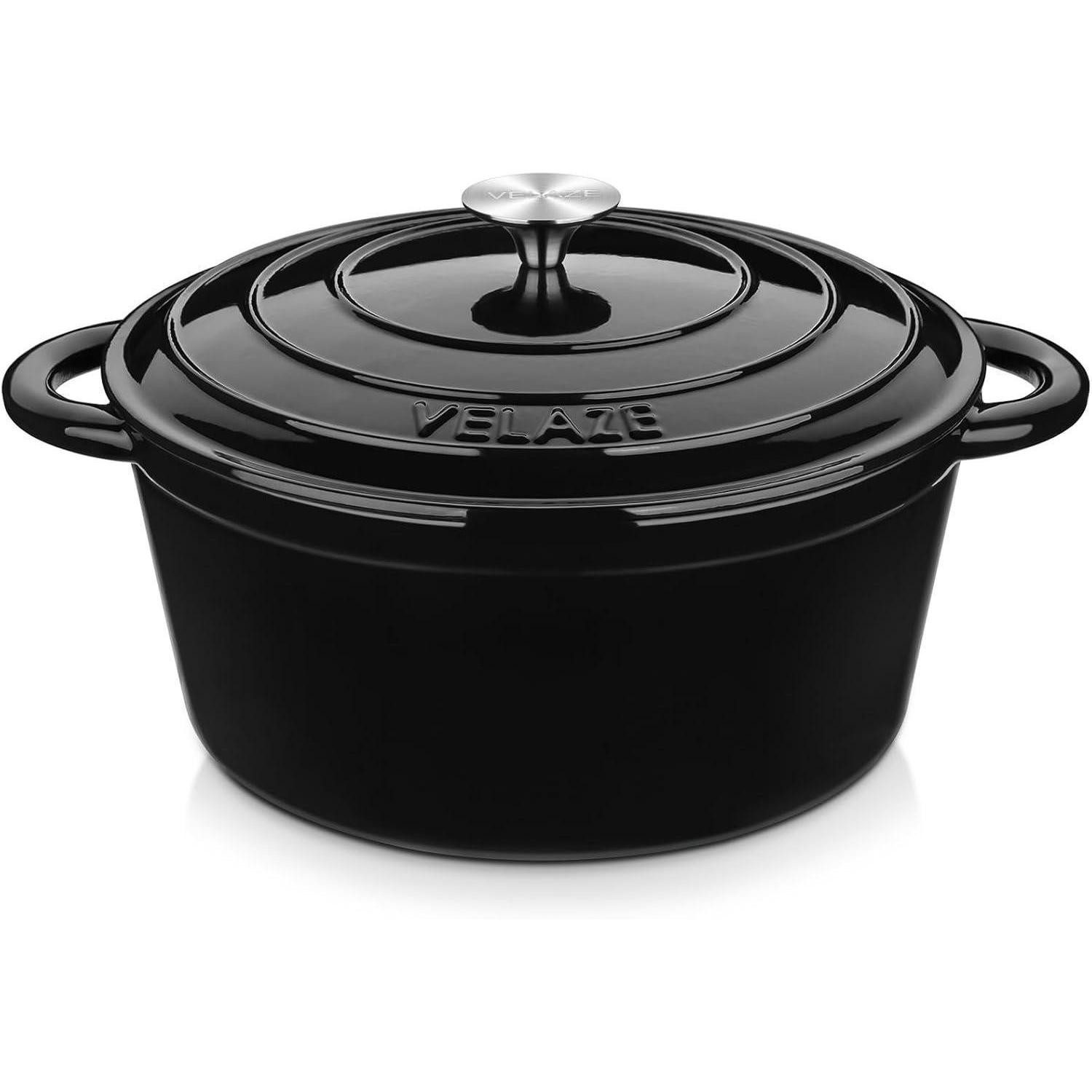 Bräter Topf Gusseisen Bräter Emaille Schmortopf Deckel Schwarz 29cm 6.5L
