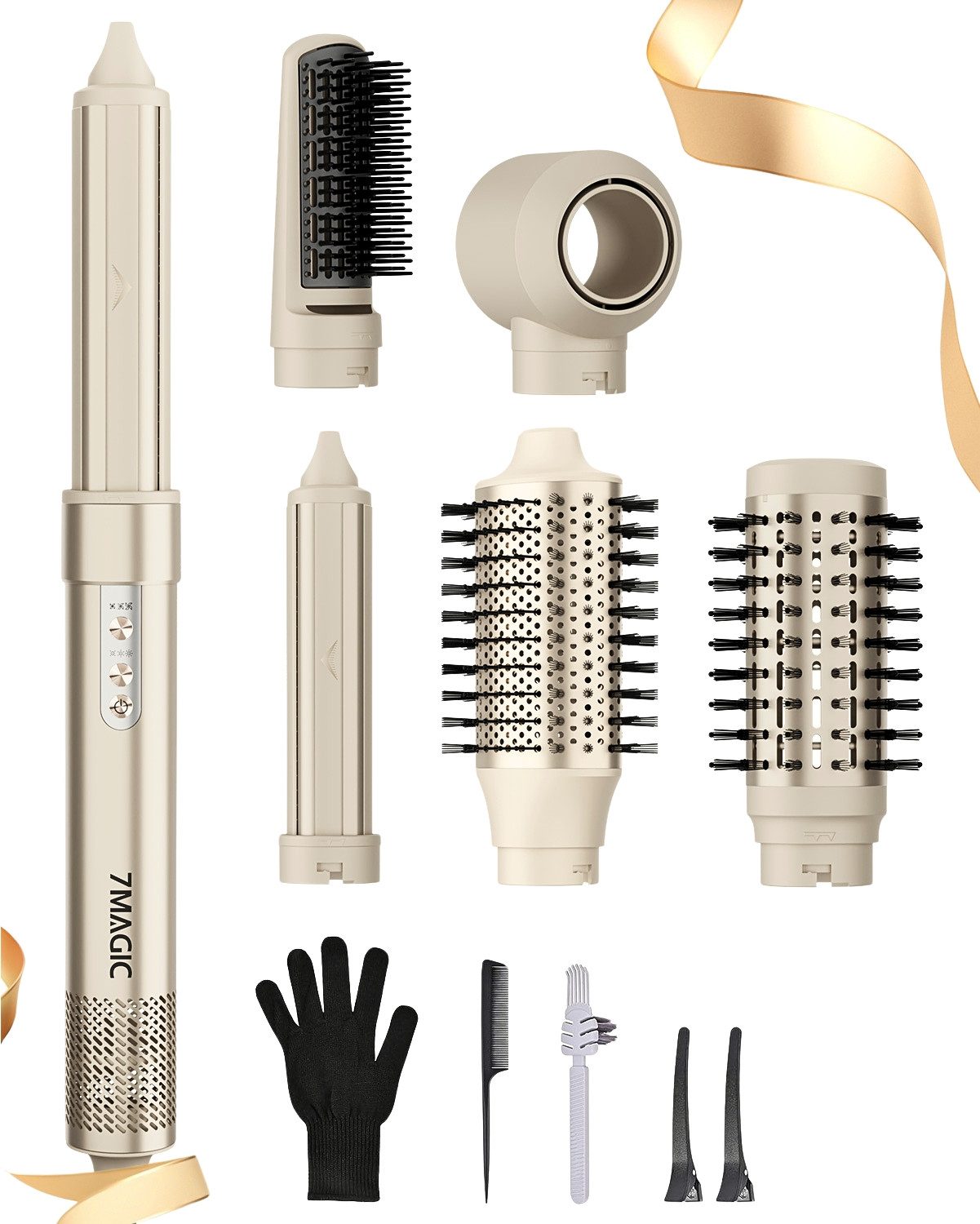 MCURO Warmluftbürste 6-in-1 Haarstyler & Фены 110,000 U/min,Kein Hitzeschaden, Airstyler mit 32mm automatischer Lockenstab,One-Step Volumiser