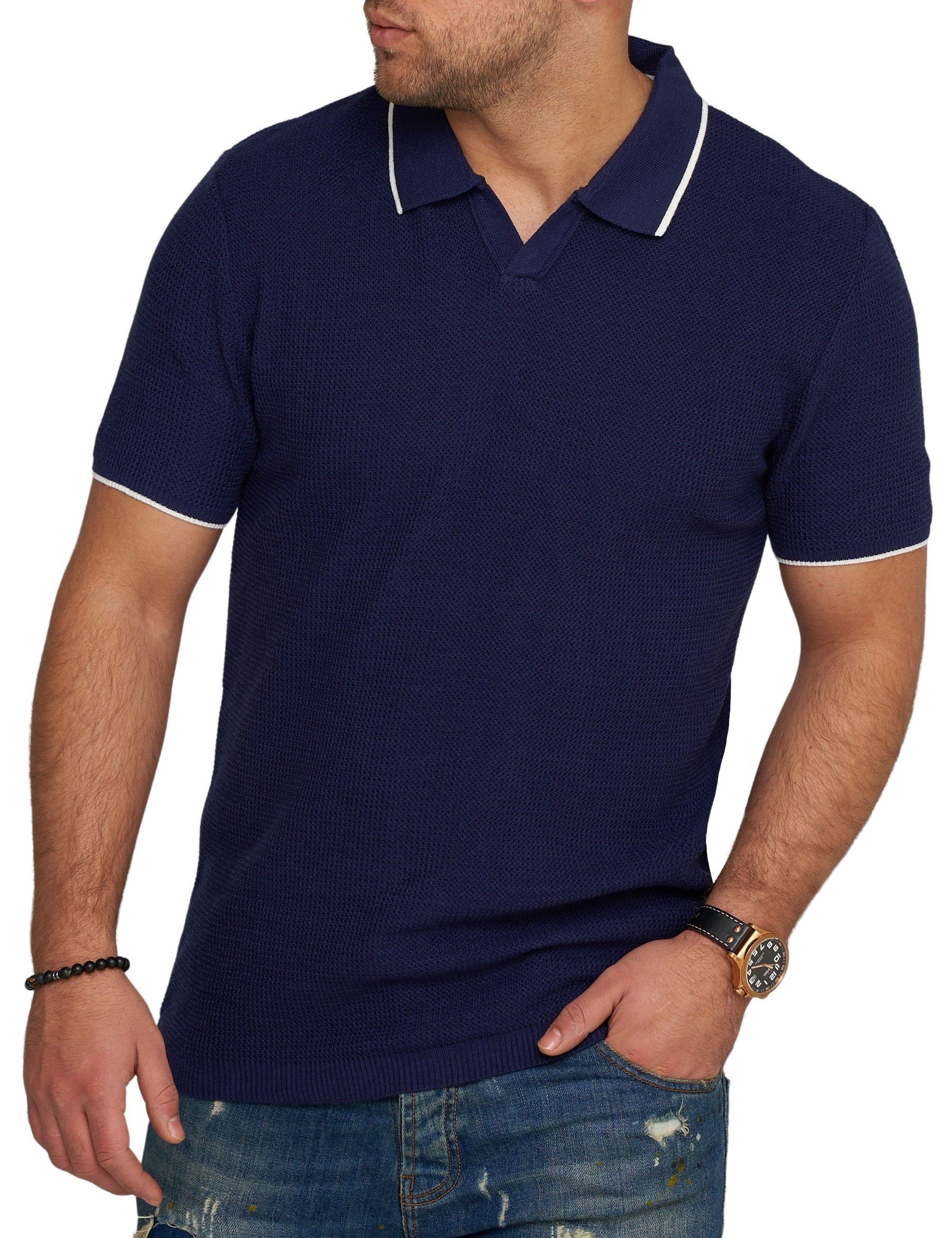 CARISMA Poloshirt CRCANOAS Strick Kurzarm Polo T-Shirt Navy