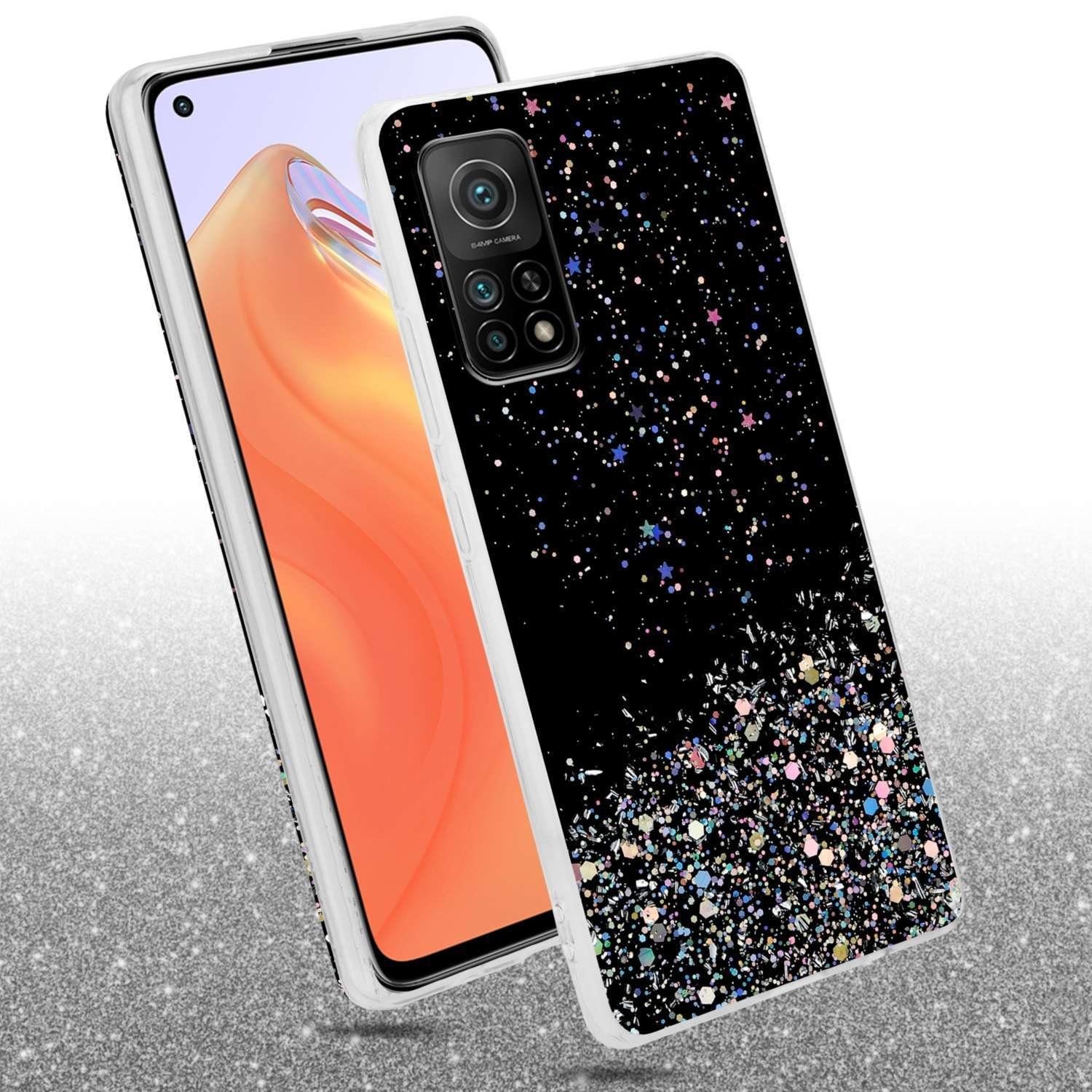 Cadorabo Handyhülle für Xiaomi Mi 10T / Mi 10T PRO Hülle Xiaomi Mi 10T / Mi 10T PRO, Flexible TPU Silikon Handy Schutzhülle - Hülle - mit Glitzer
