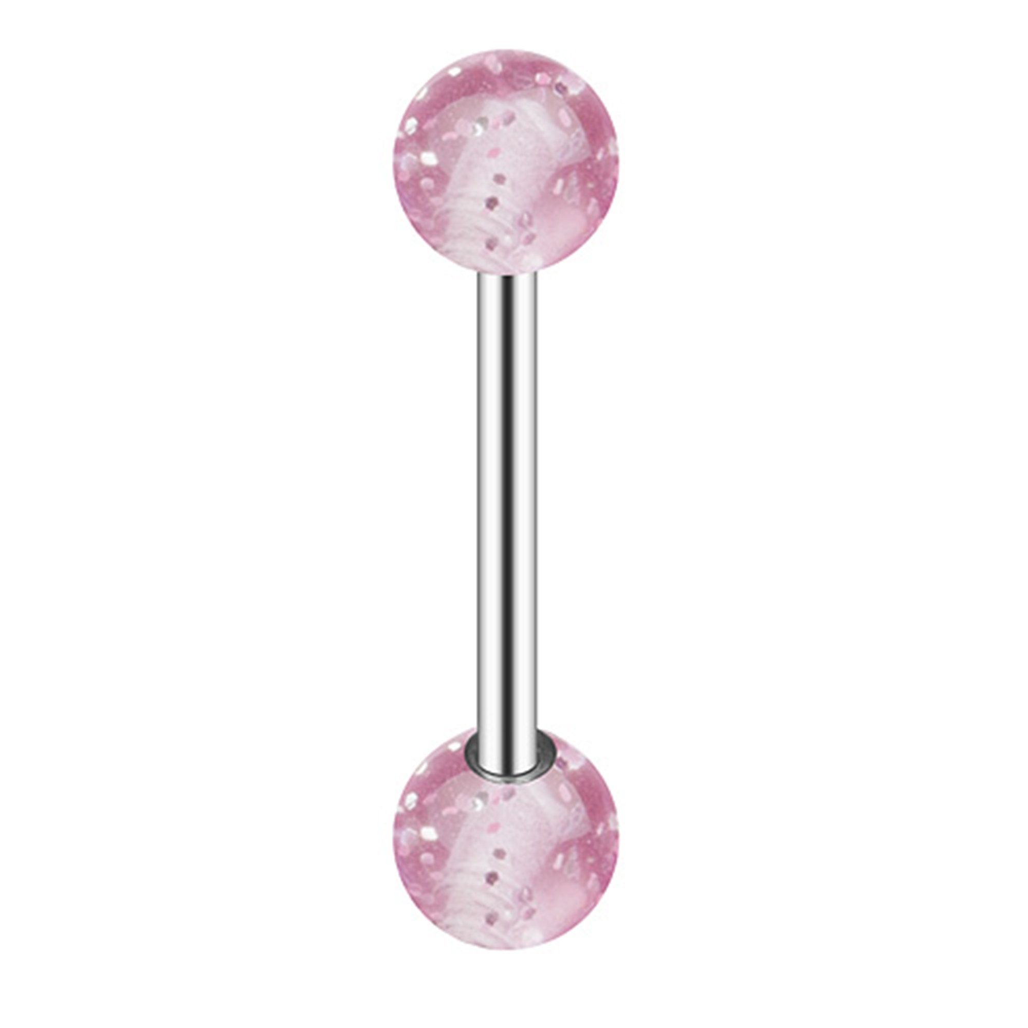 Stab Titan Oral Pink Brust Ohr Ultra Ohr Tragus Stecker UV Kugel Intim Piercingfaktor Zungenpiercing Taffstyle Glitter, Barbell Piercing-Set Hantel