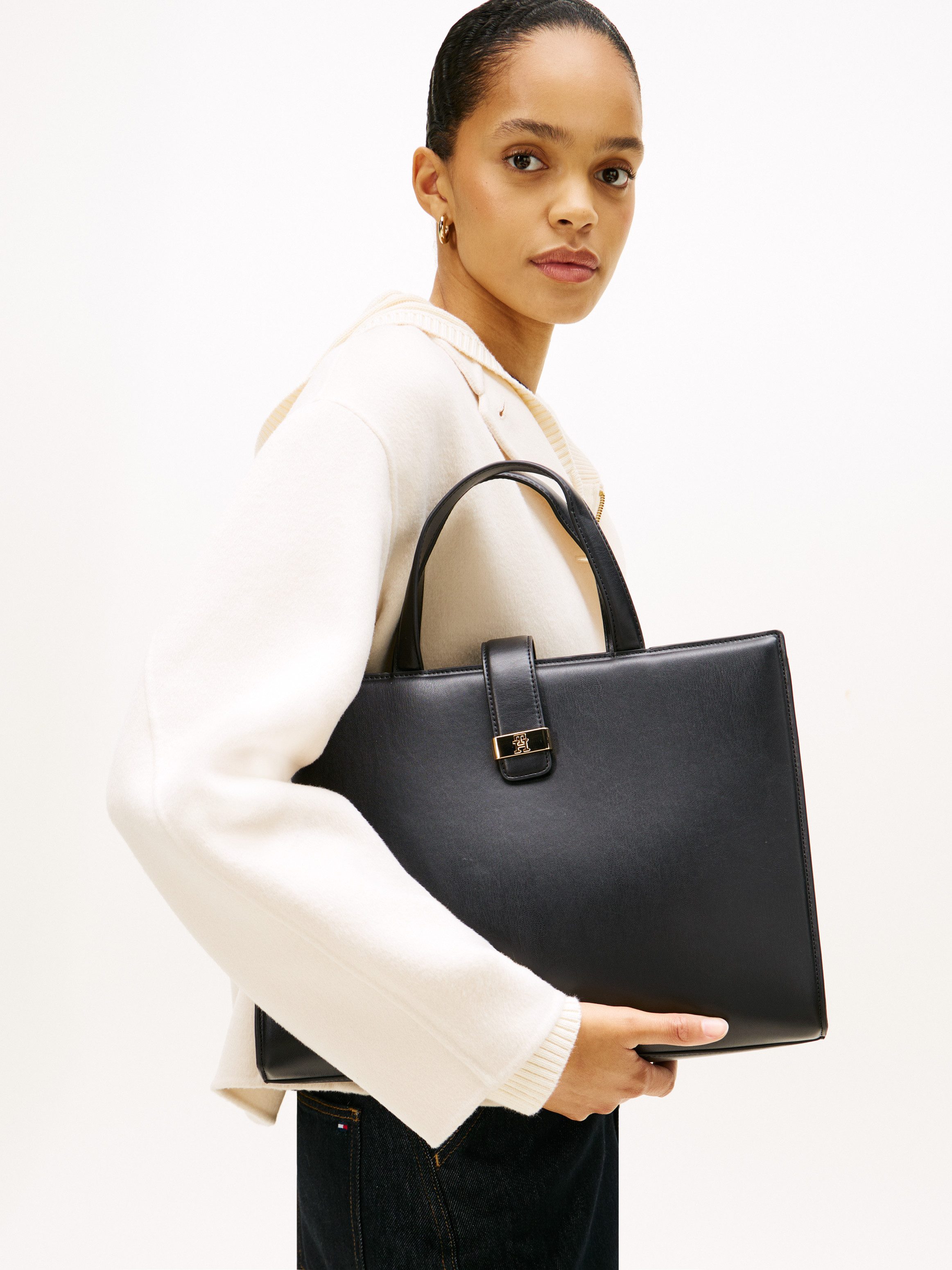 Tommy Hilfiger Satchel TH HERITAGE SATCHEL, Damen Tragetasche, Umhängetasche, Schultertasche mit RV-Innentasche