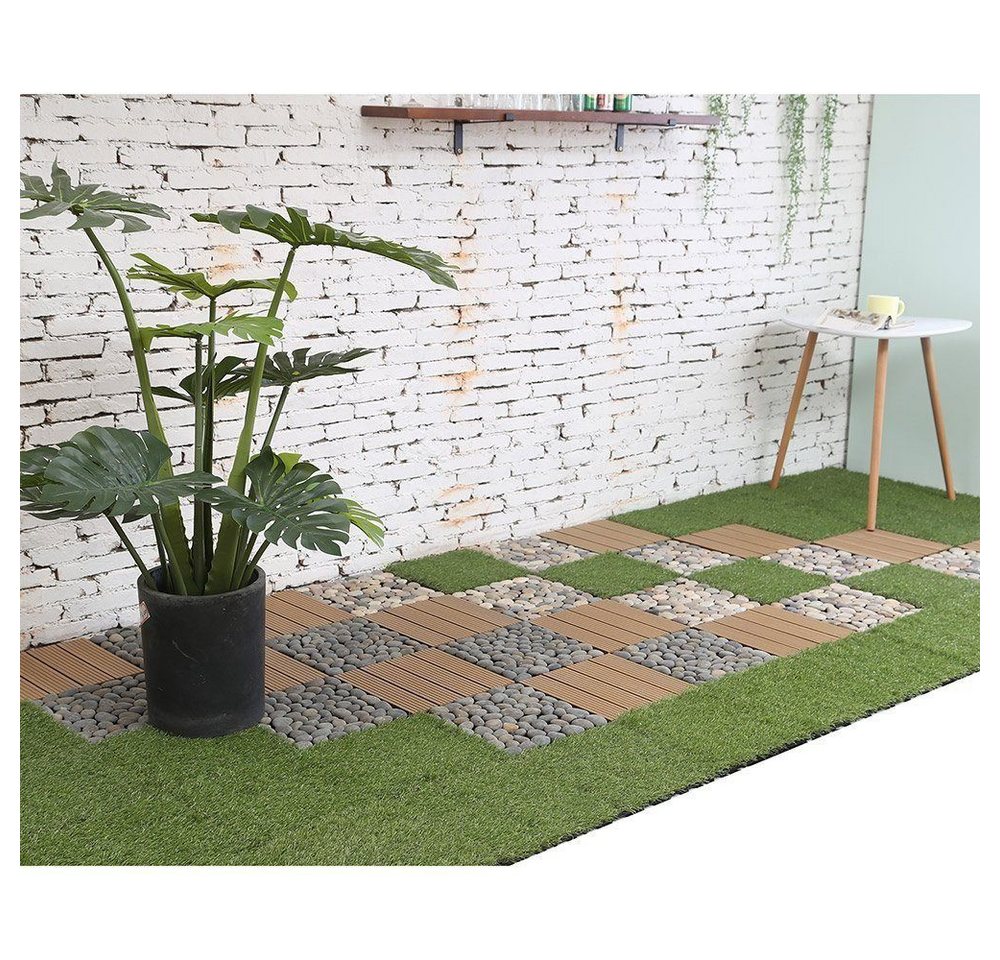 Thumbnail - HOME DELUXE Kunststoff-Fliesen KUNSTRASEN FLIESE JUBIN, Terrassenfliese Klickfliese Balkonplatten