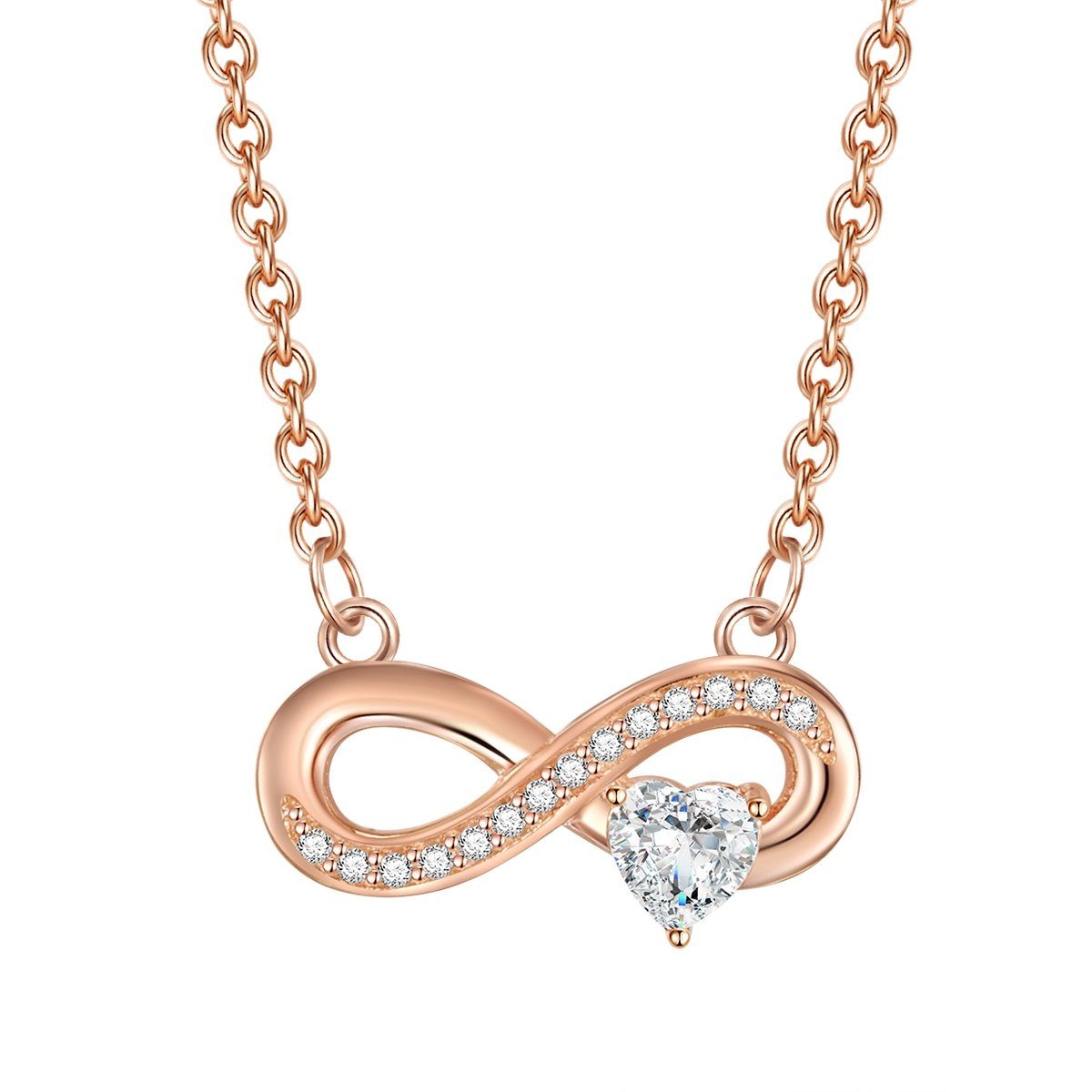 Silberkette Infinity/Herz roségold