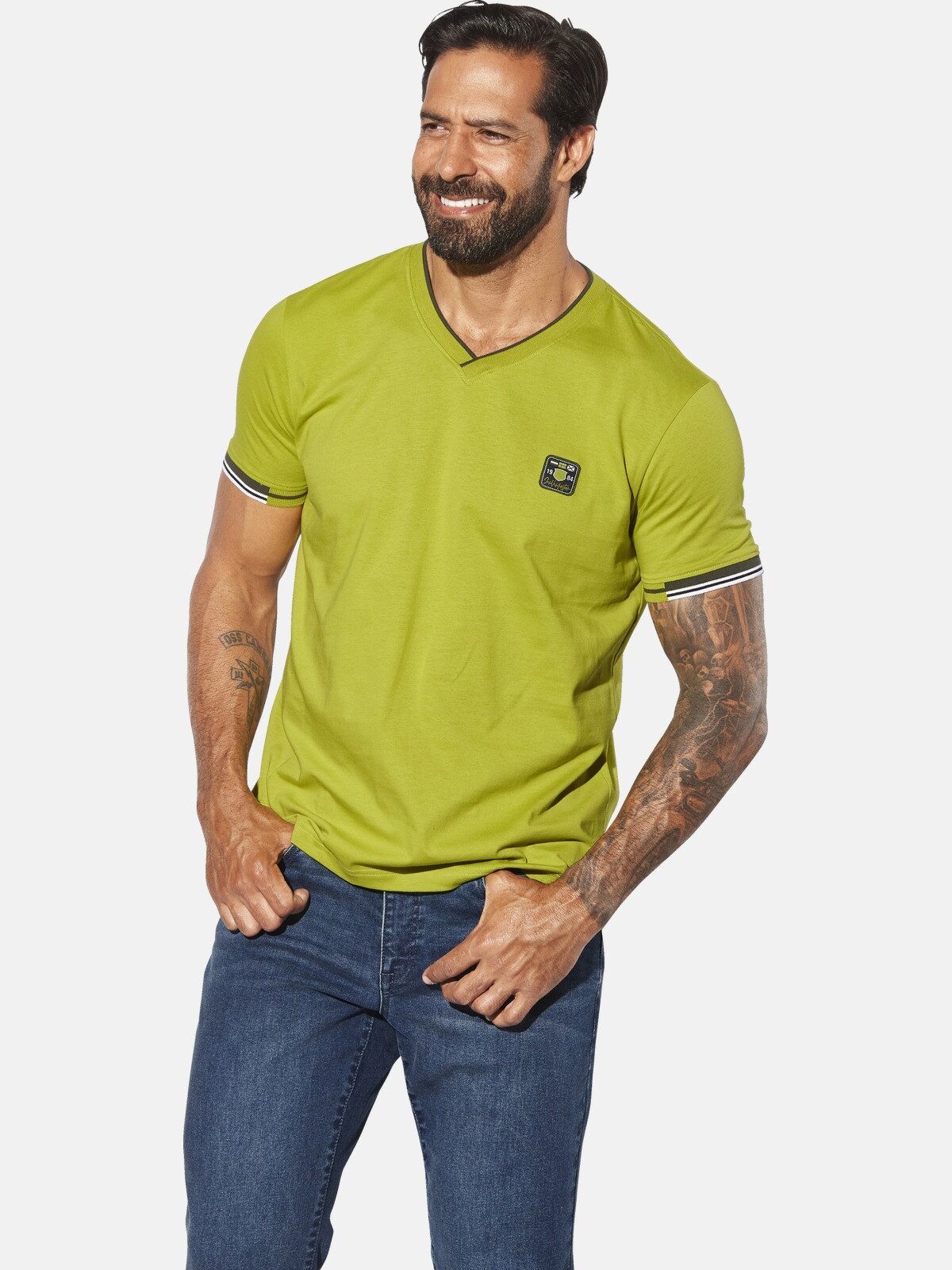 Jan Vanderstorm T-Shirt MORKBERG mit V-Ausschnitt günstig online kaufen