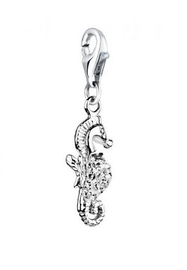 Nenalina Charm-Einhänger Seepferdchen Kristalle Meer 925 Silber, Seepferdchen