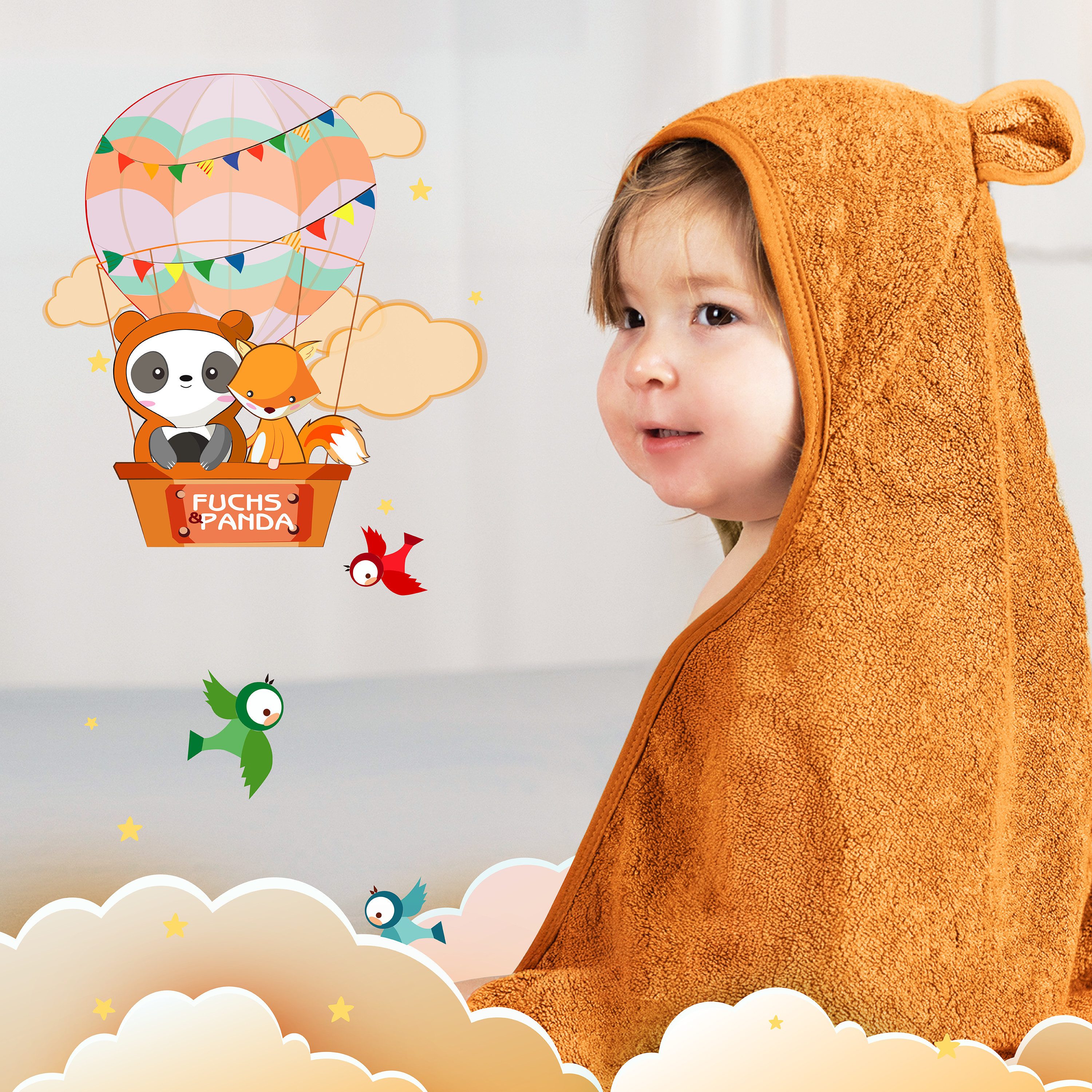 Fuchs & Panda Kapuzenhandtuch Kapuzenhandtuch Baby EXTRA dick, warm & weich aus 100% Bambus, 100% Bambus: Antimikrobiell, Atmungsaktiv, Hypoallergen, Superweich