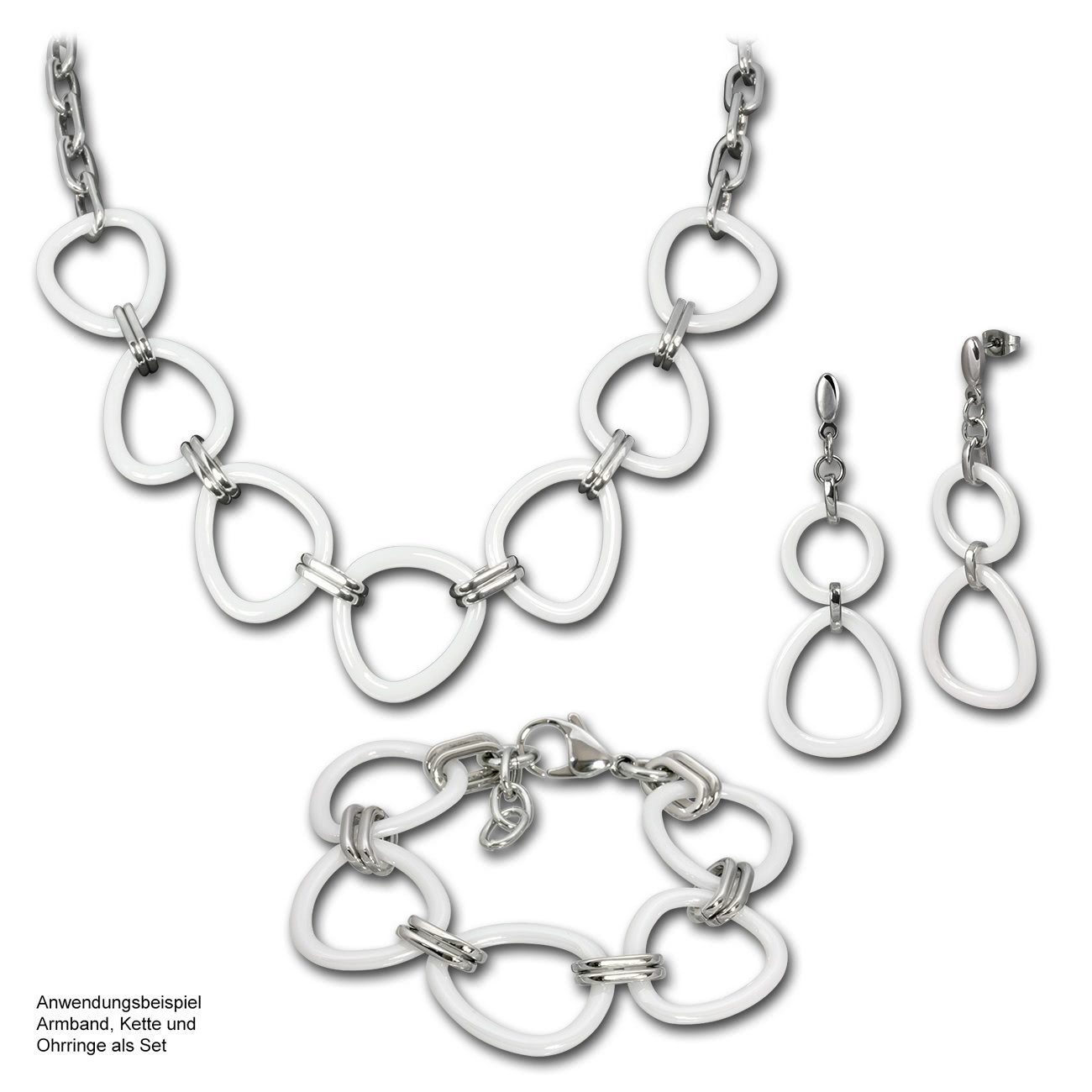 (Halskette), Steel) Dreieck Edelstahl Edelstahlkette aus Halsketten Halskette Amello weiß (Stainless (Dreieck) Damen silber Amello