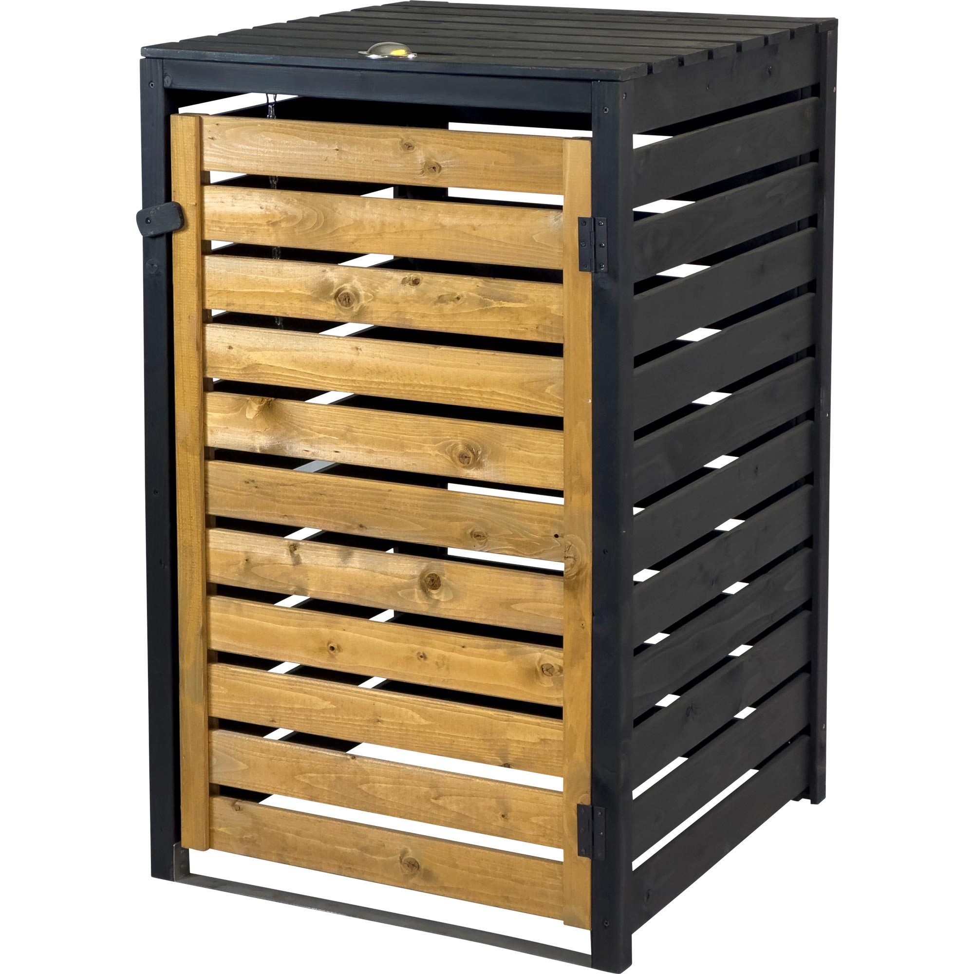 dobar Mülltonnenbox Mülltonnenverkleidung 120 L, schwarz-braun, aus robustem lasiertem Fichtenholz