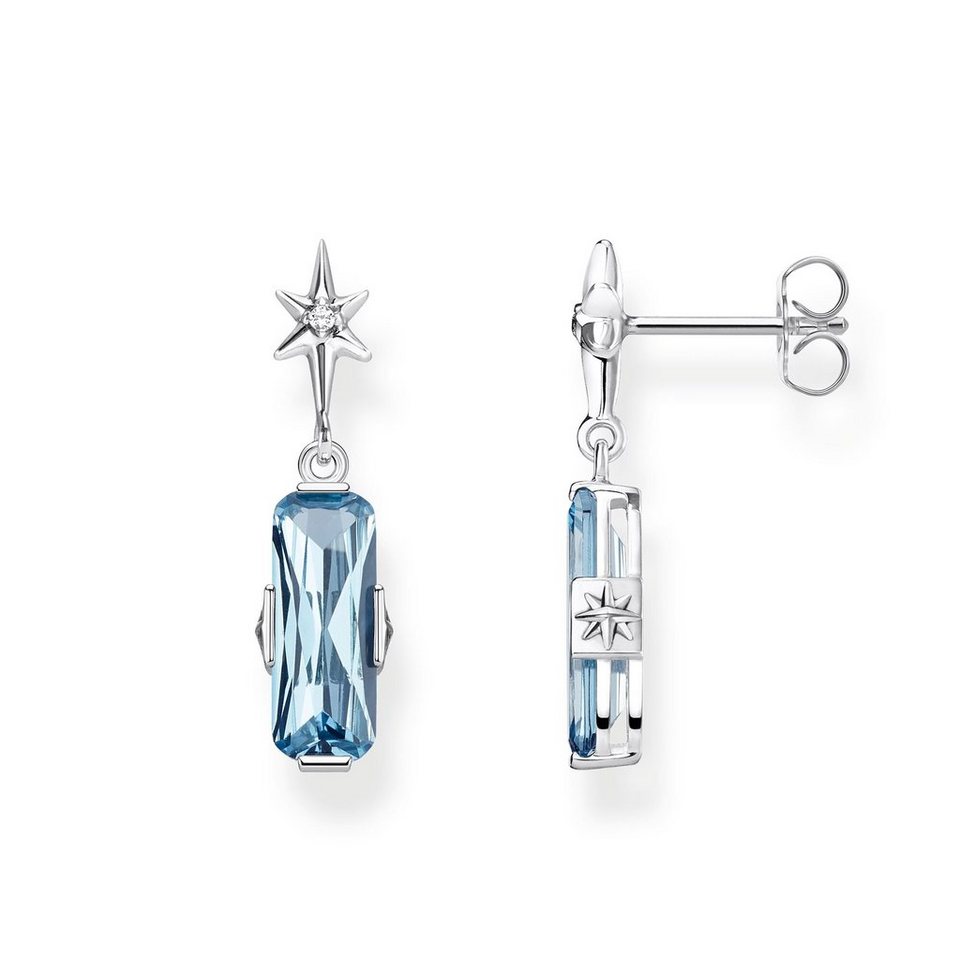 THOMAS SABO Paar Ohrstecker H2107-644-1 Ohrstecker Damen Blauer Stein mit  Stern Silber